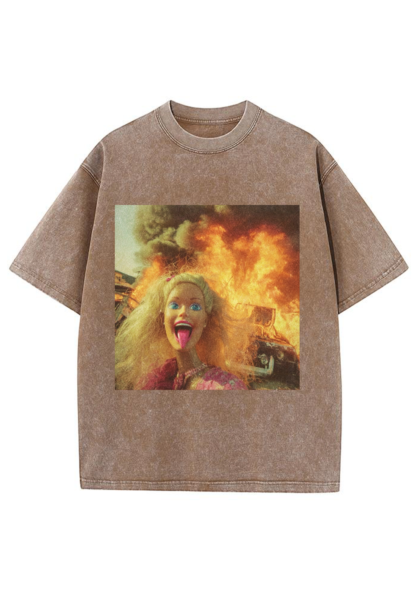 Fire Disaster Barbie Y2K Washed Tee