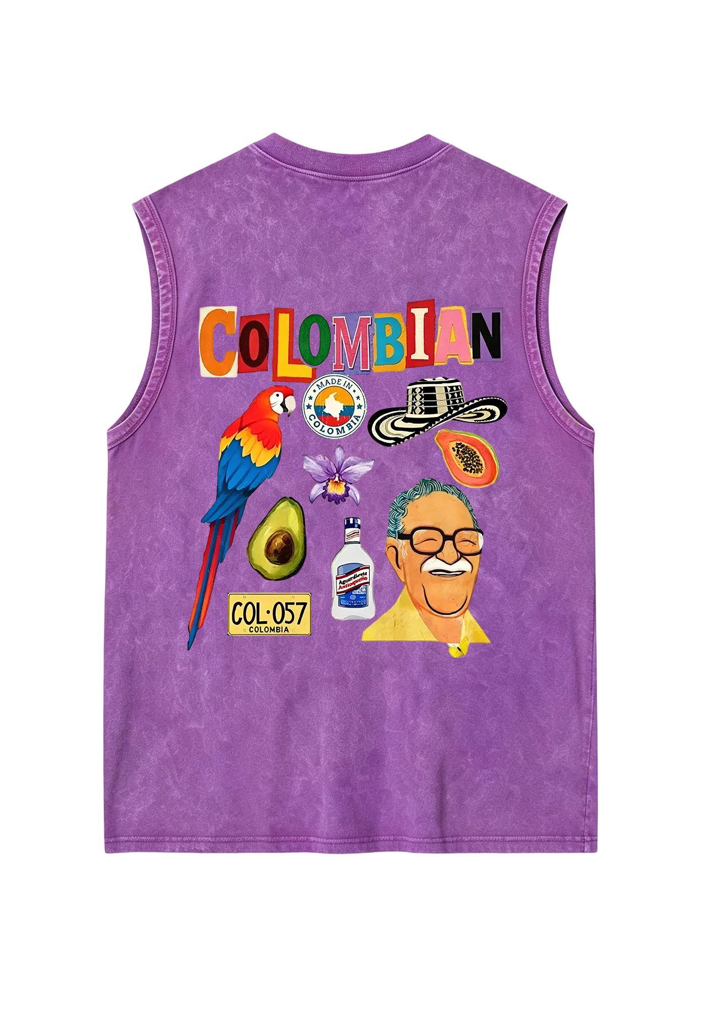 Colombian Culture Collage Graphic Washed Tank