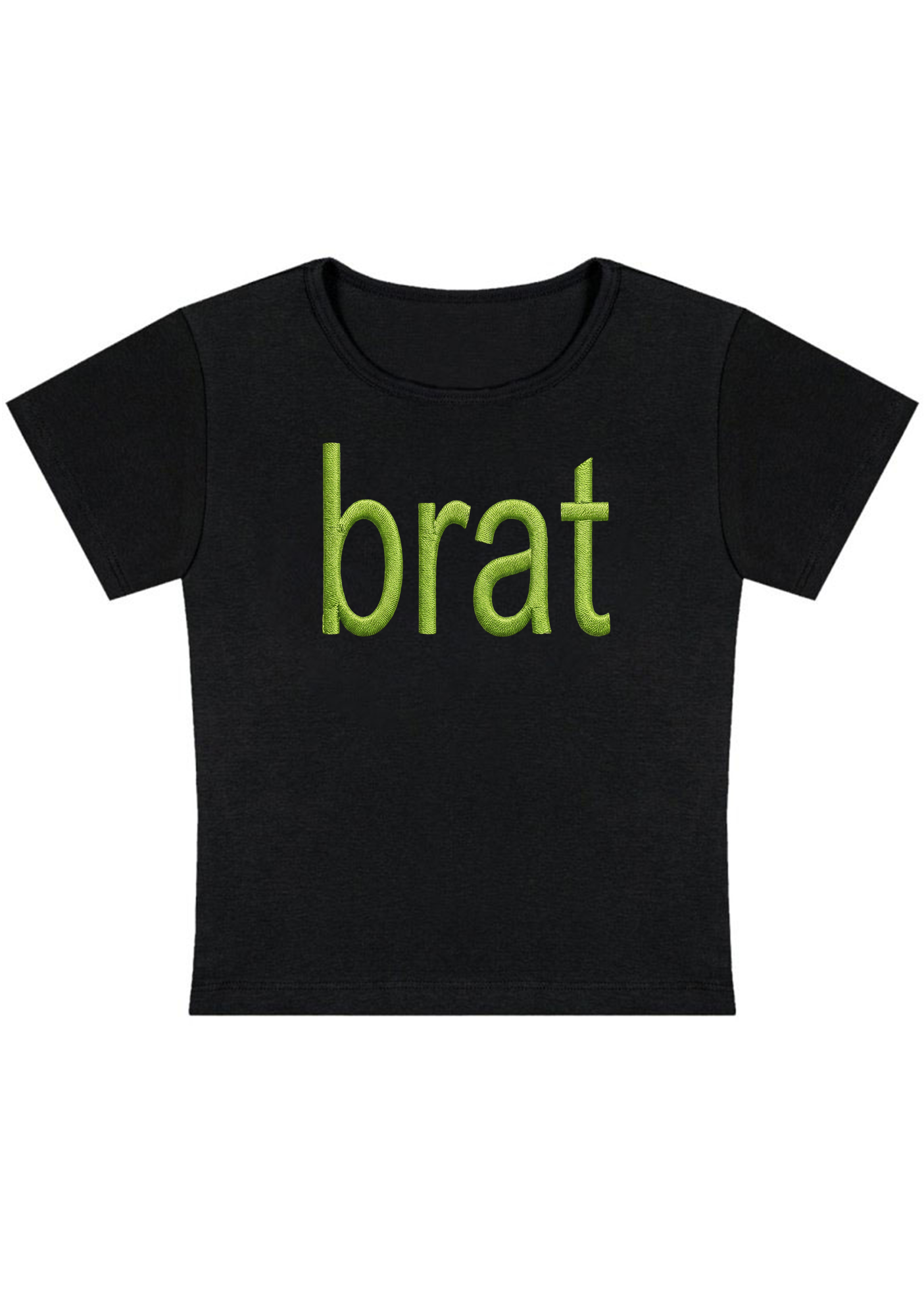 Embroidery Green Brat Y2K Baby Tee