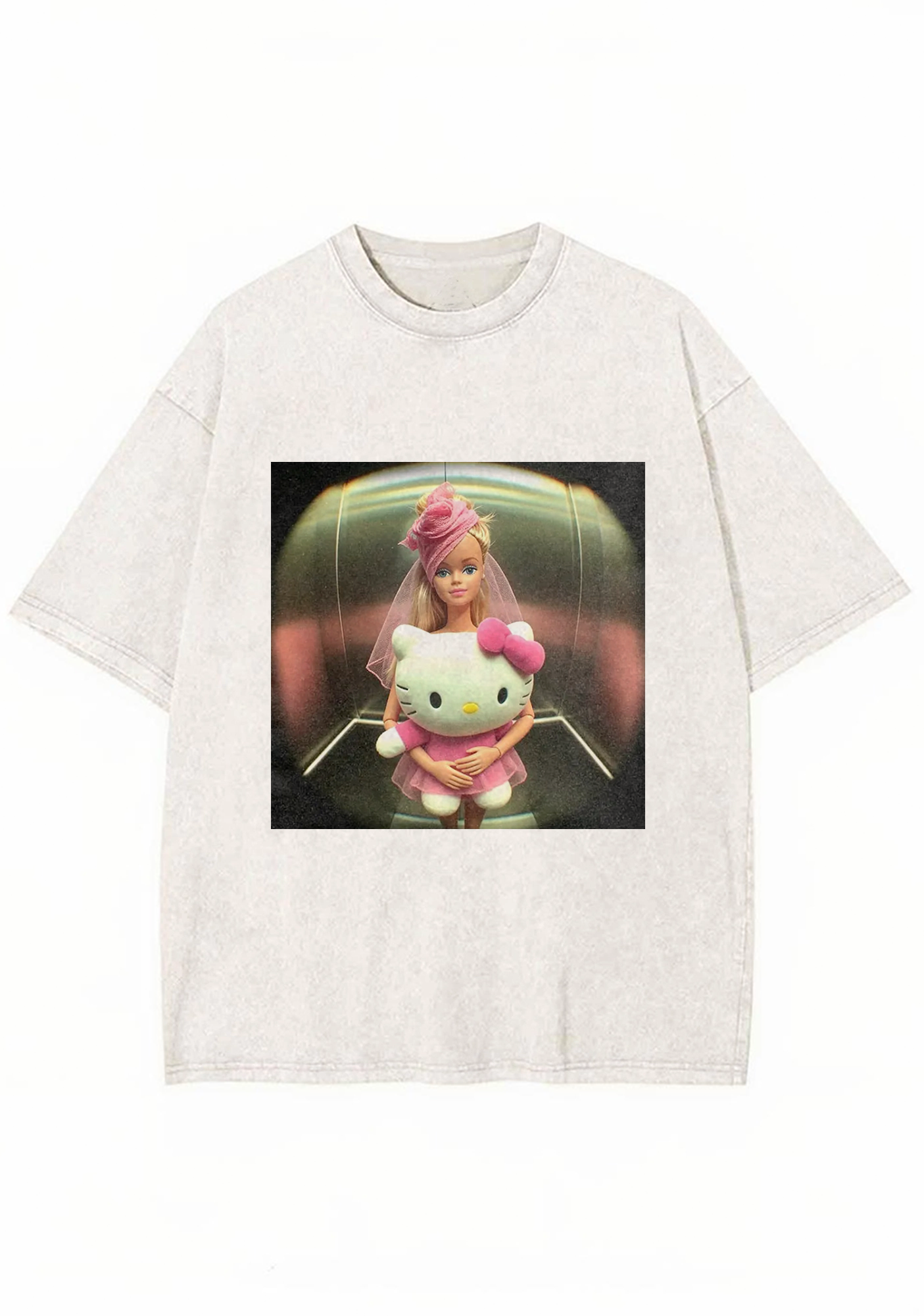 Vintage Barbie X HK Fisheye Print Y2K Washed Tee