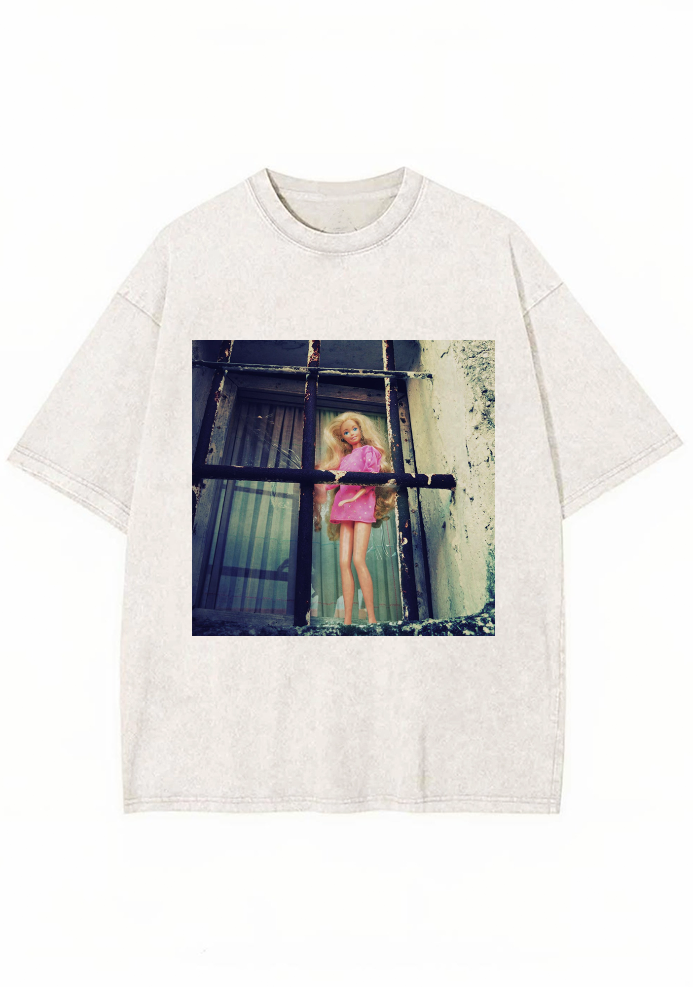 Grunge Prison Barbie Behind Bars Vintage Y2K Washed Tee