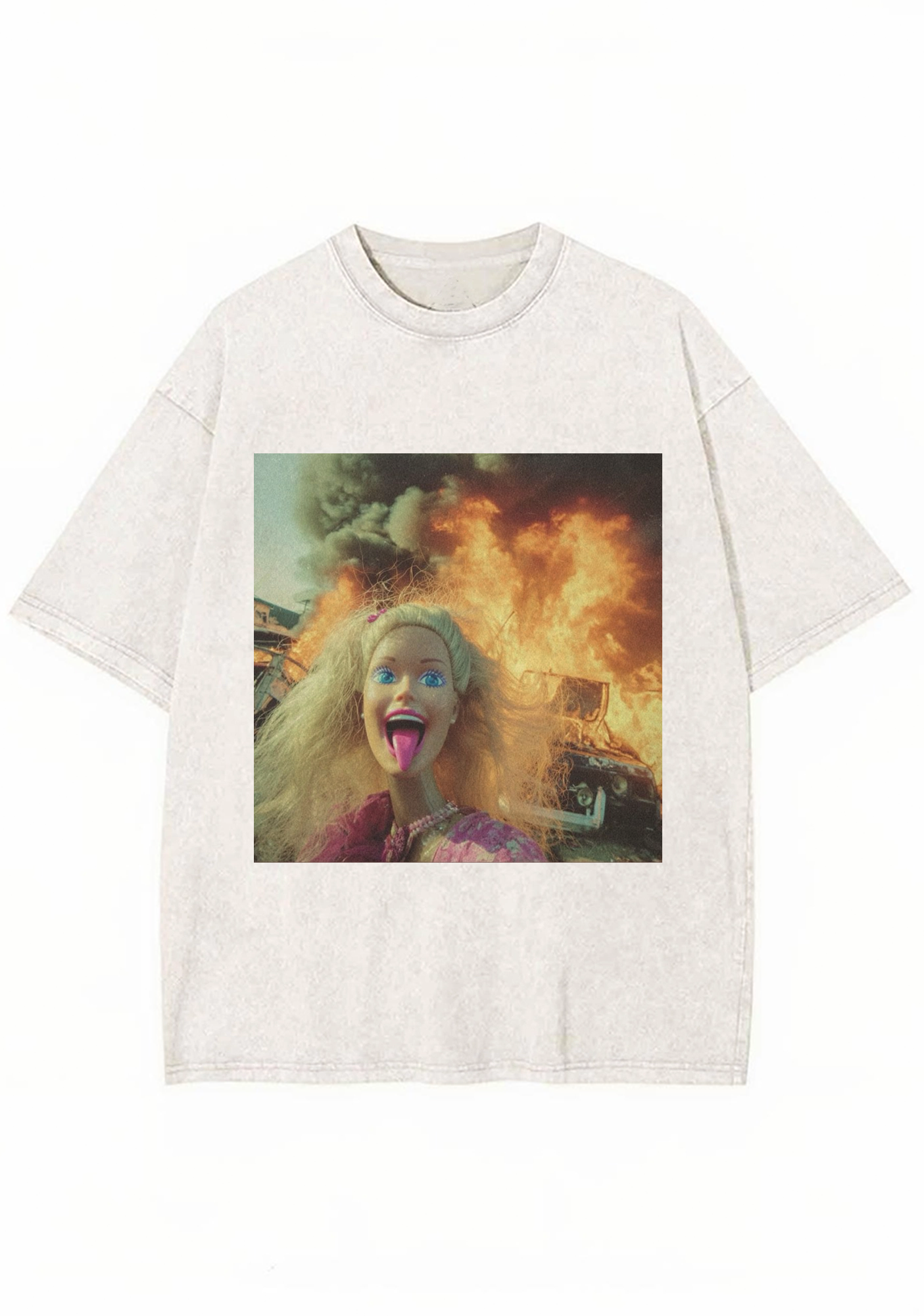 Fire Disaster Barbie Y2K Washed Tee