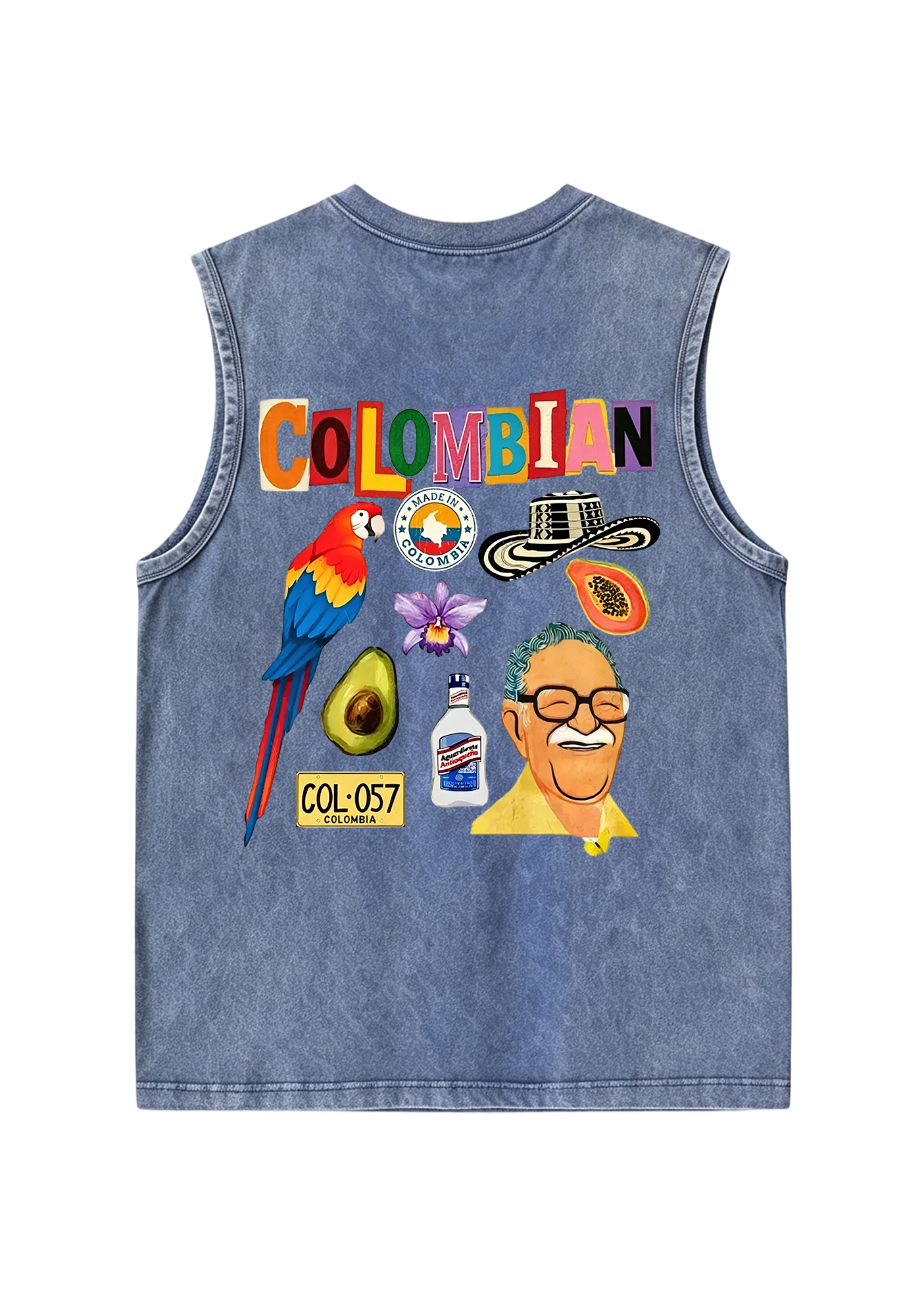 Colombian Culture Collage Graphic Washed Tank