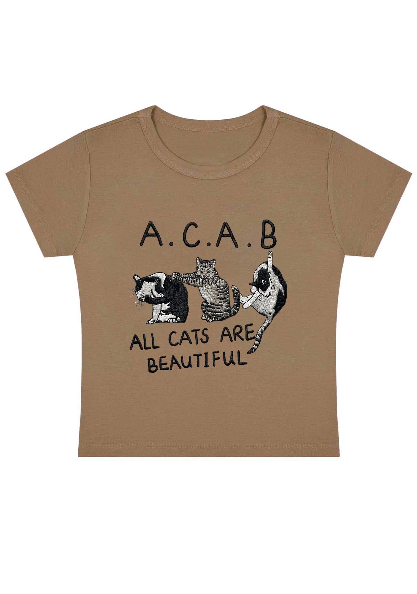 All Cats Are Beautiful Embroidery Y2K Baby Tee