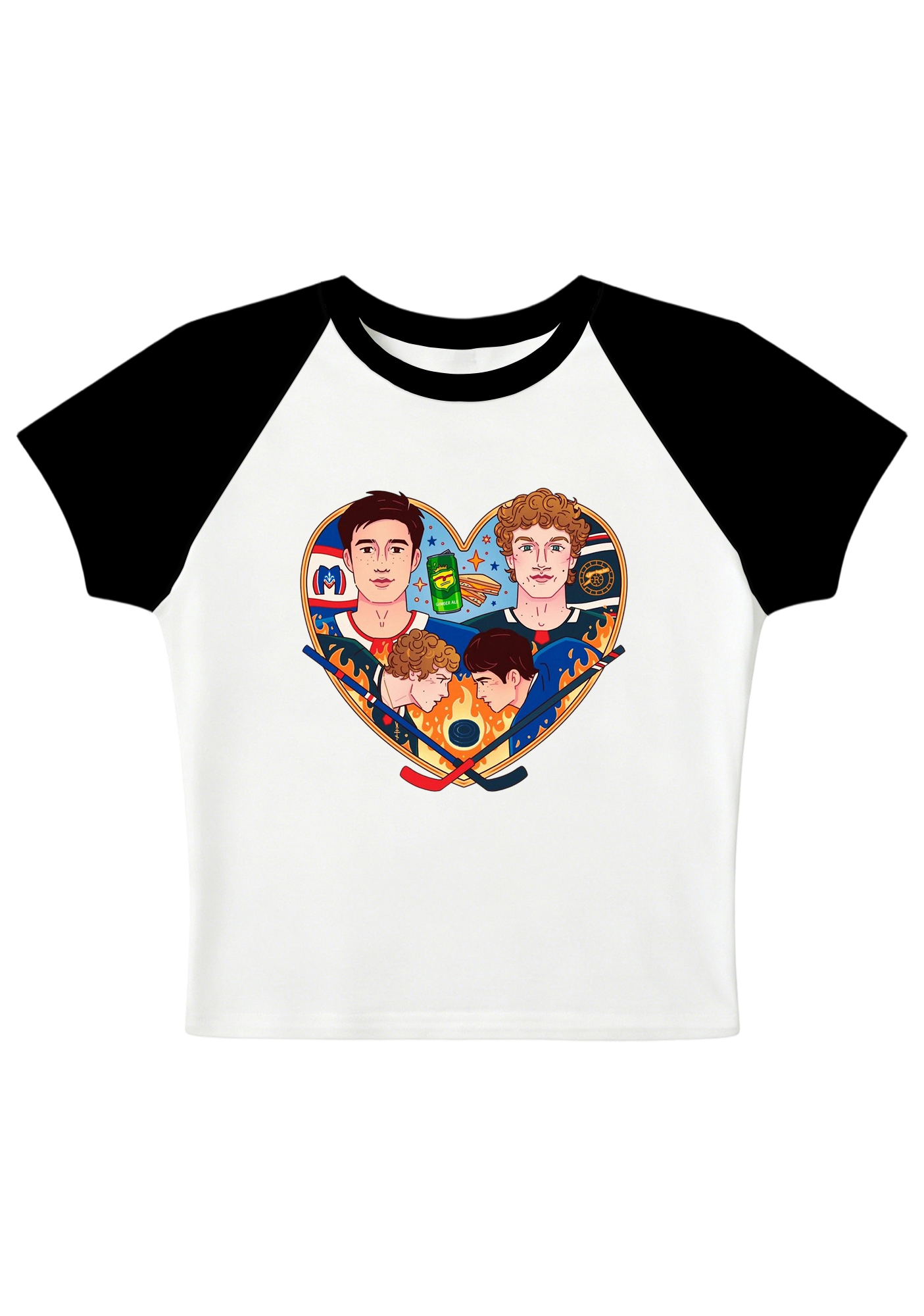 Hockey Boys Heart Graphic Y2K Baby Tee