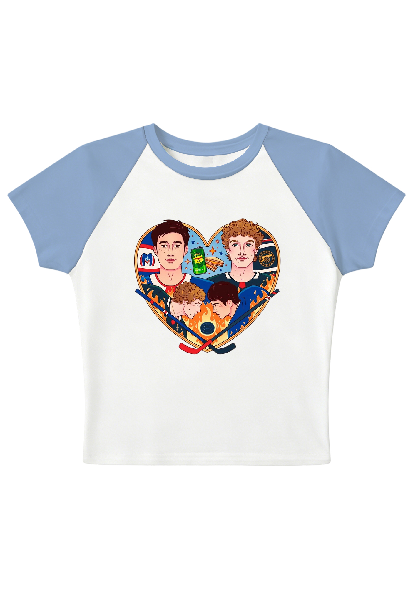 Hockey Boys Heart Graphic Y2K Baby Tee