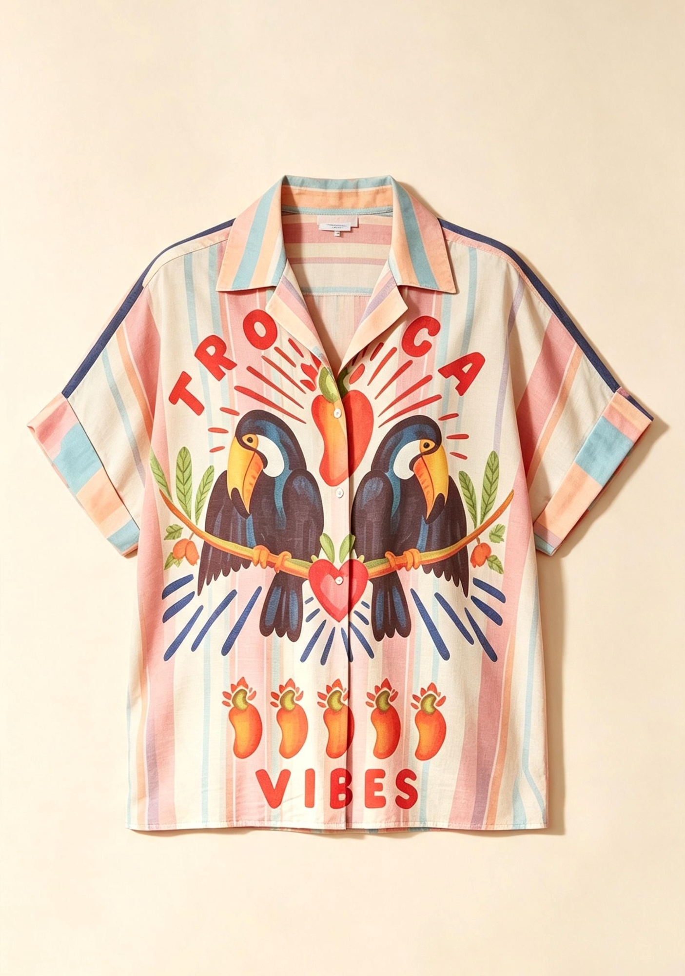 Tropical Vibes Toucan Print Button Up Shirt