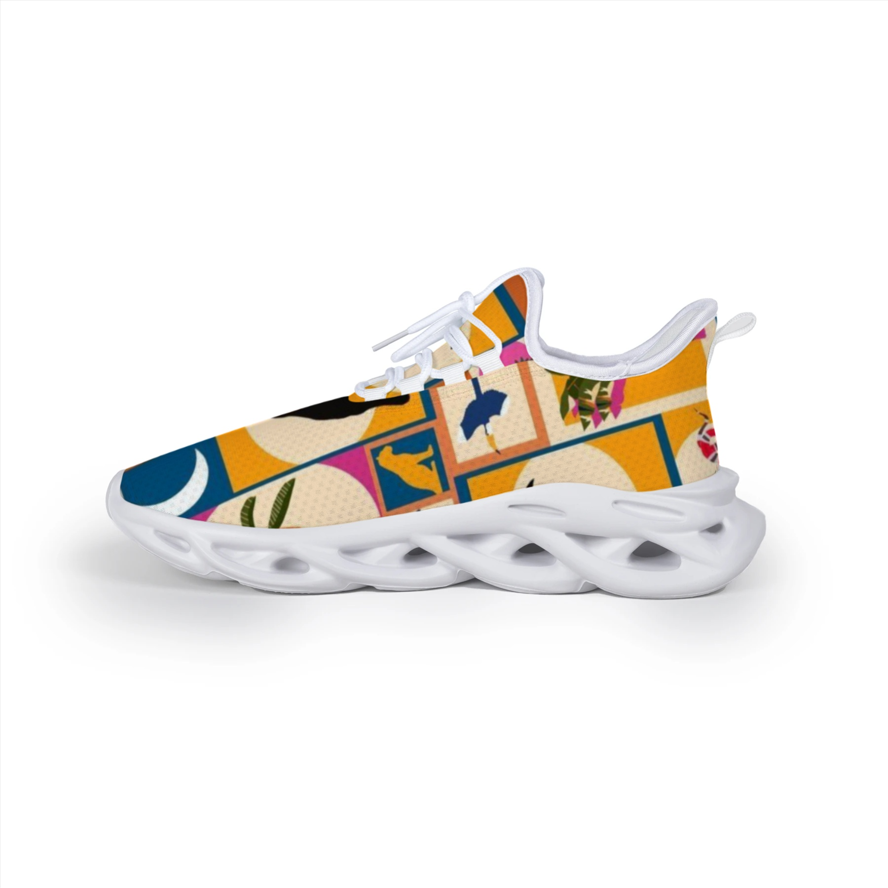 Tropical Toucan Patchwork Mesh Sneakers