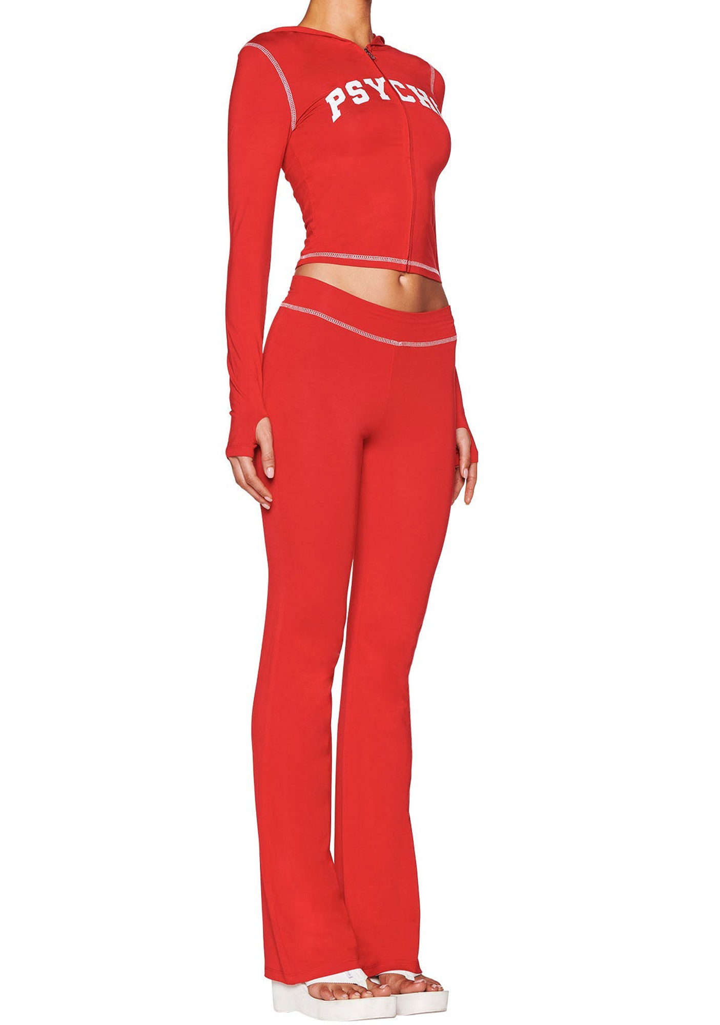 Psycho Baddie Style Slim Fit 2 Piece Y2K Zip Up Set