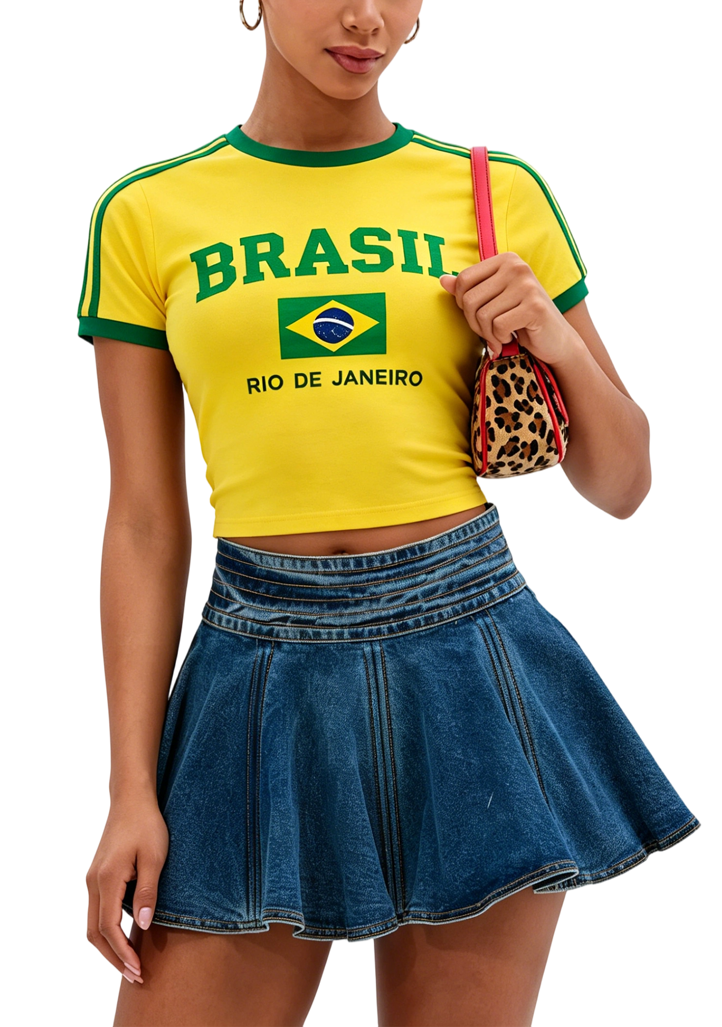 Brazil Flag Retro Y2K Baby Tee