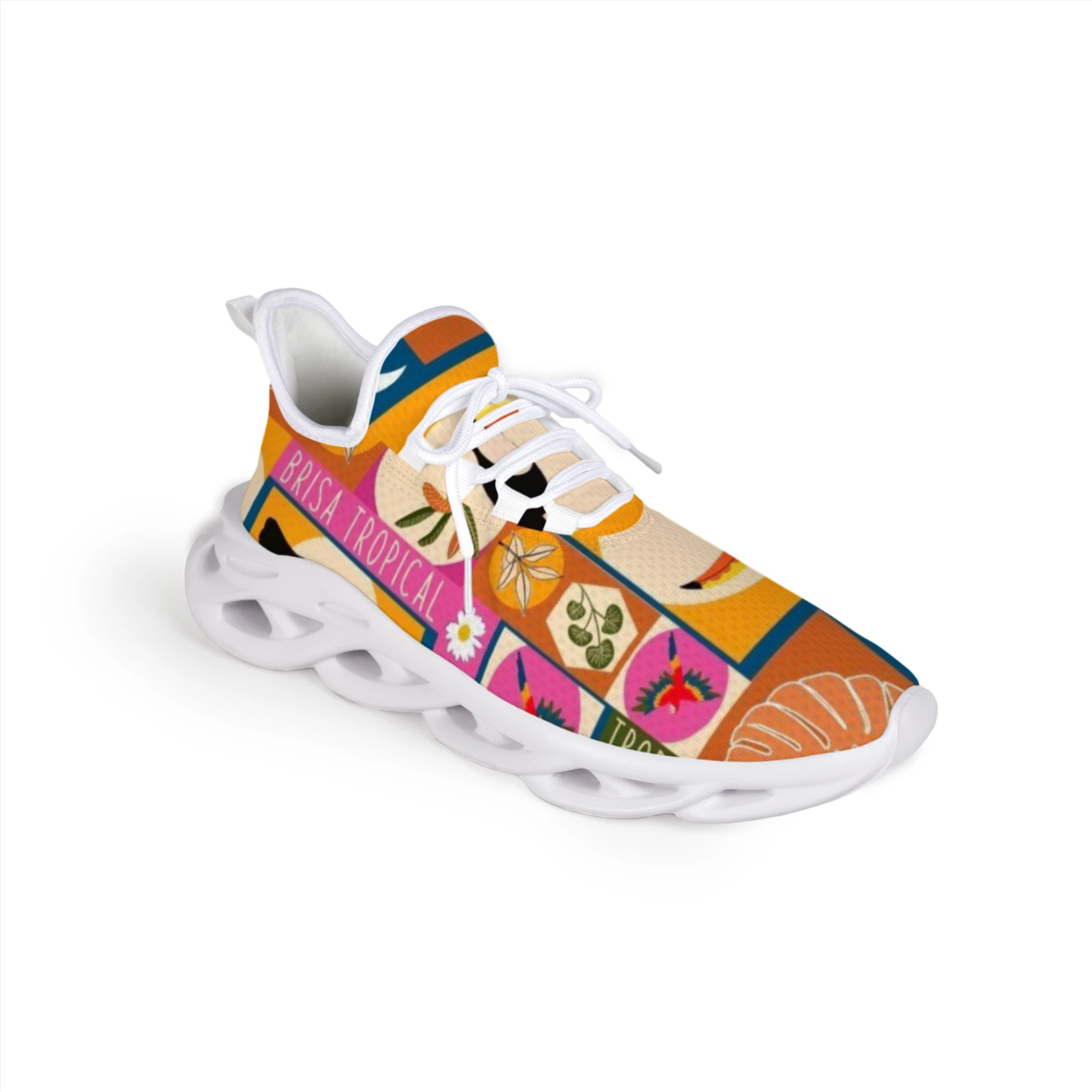 Tropical Toucan Patchwork Mesh Sneakers