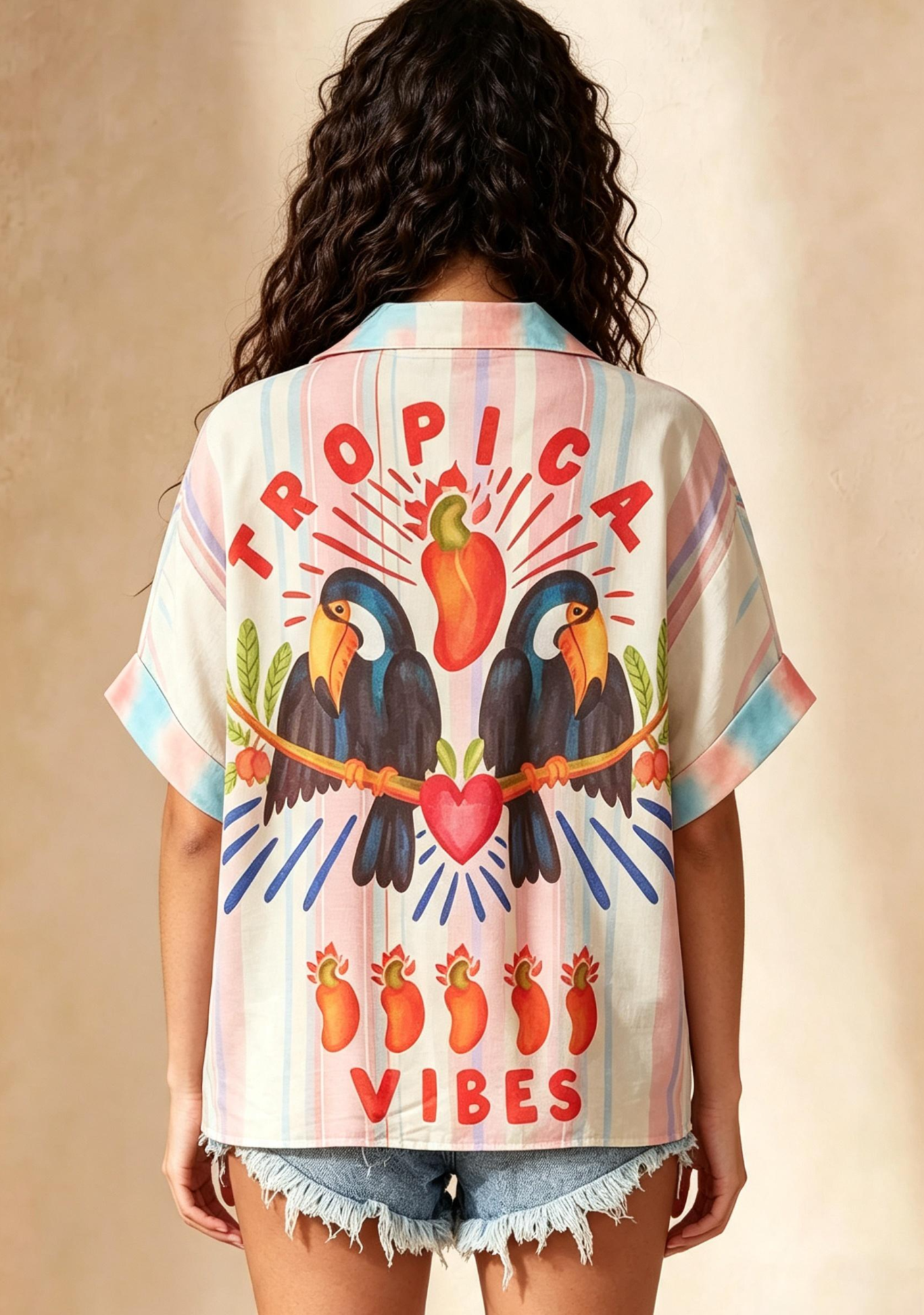 Tropical Vibes Toucan Print Button Up Shirt