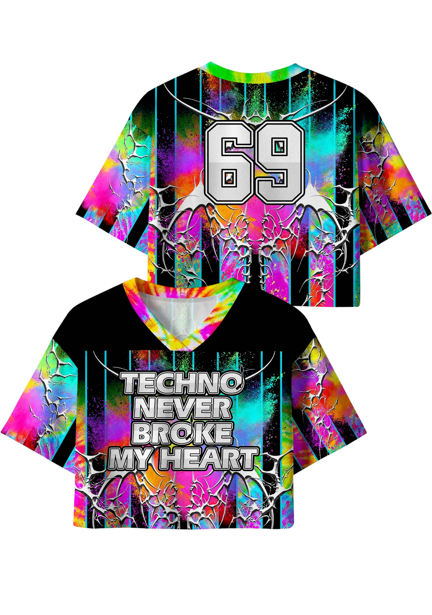 Techno Never Broke My Heart Y2K Crop Sport Jersey Shirts