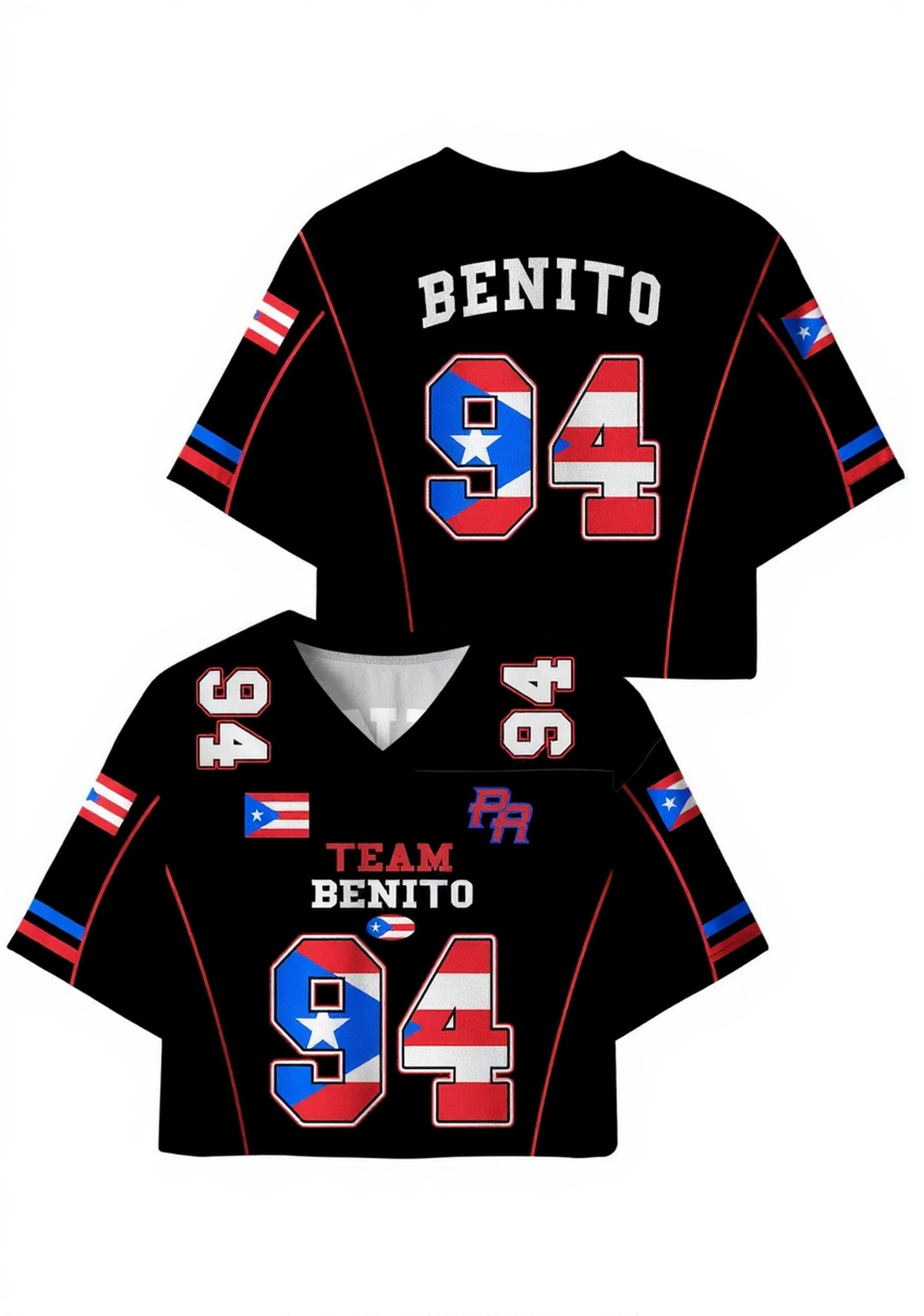 Black Team Bunny Y2K Crop Sport Jersey Shirts