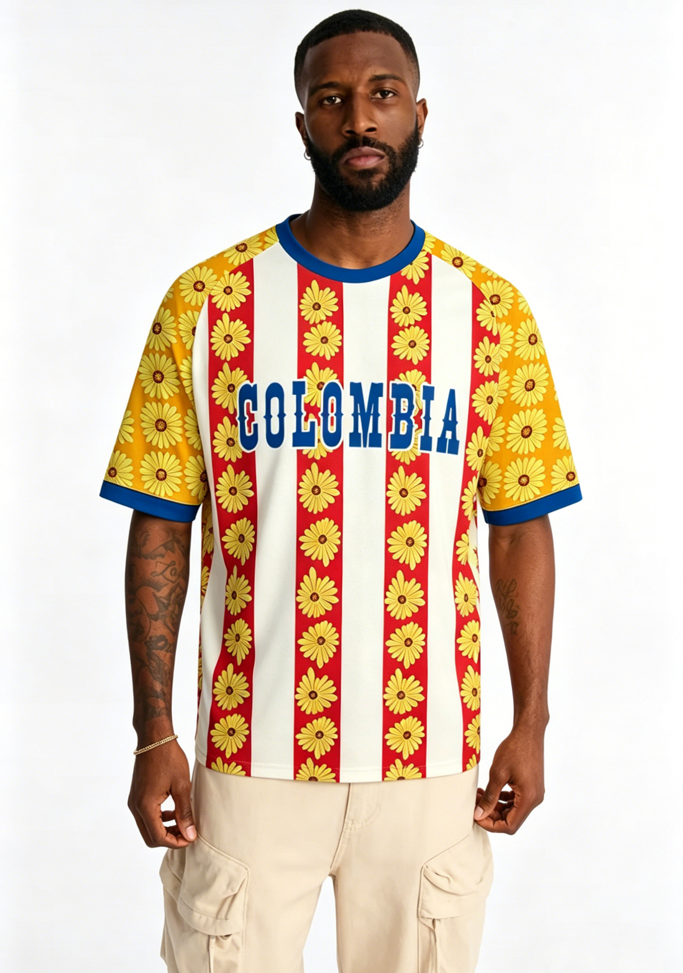Colombia Sunflower Stripe Retro Jersey Shirts