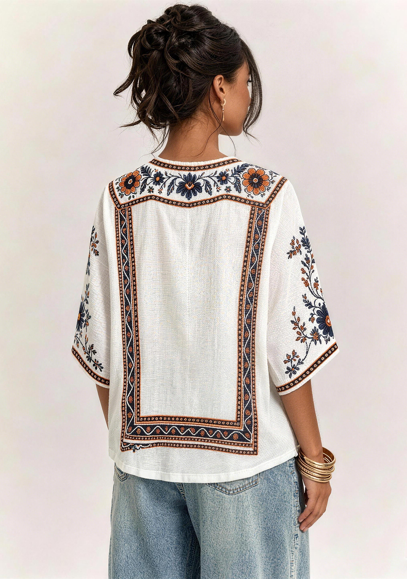 Boho Floral Chicago Bears V-Neck Blouse