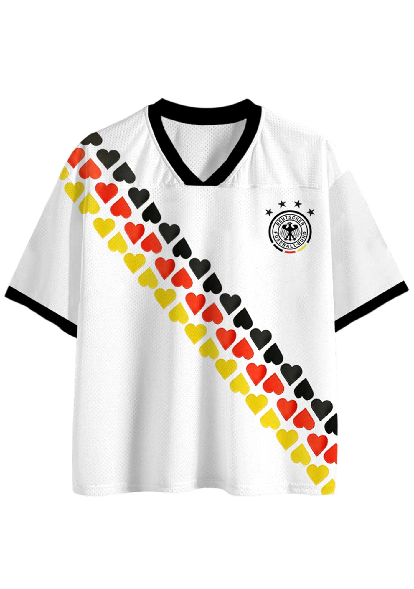 Germany Flag Heart Print Mesh Jersey Shirts