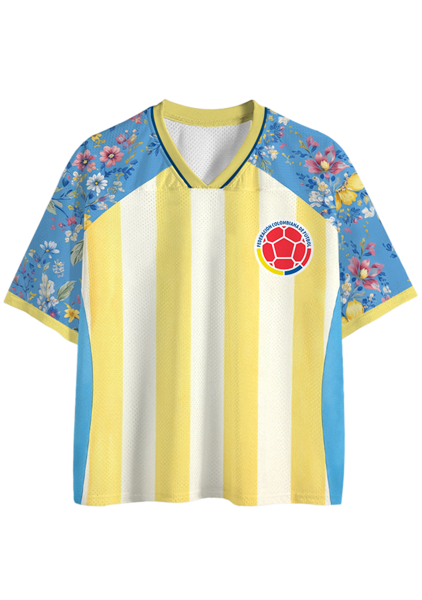 Colombia Floral Raglan Stripe Mesh Jersey Shirts