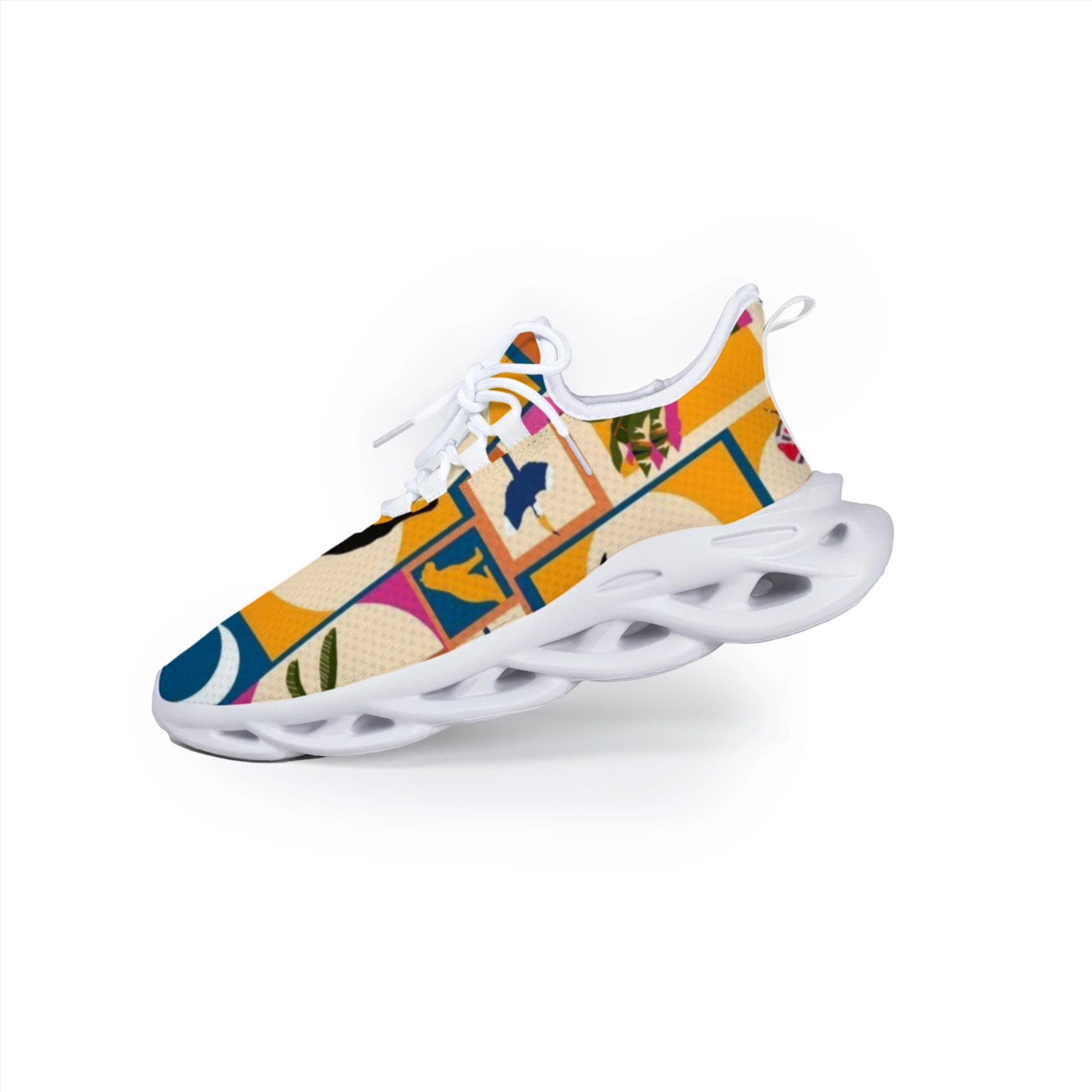 Tropical Toucan Patchwork Mesh Sneakers