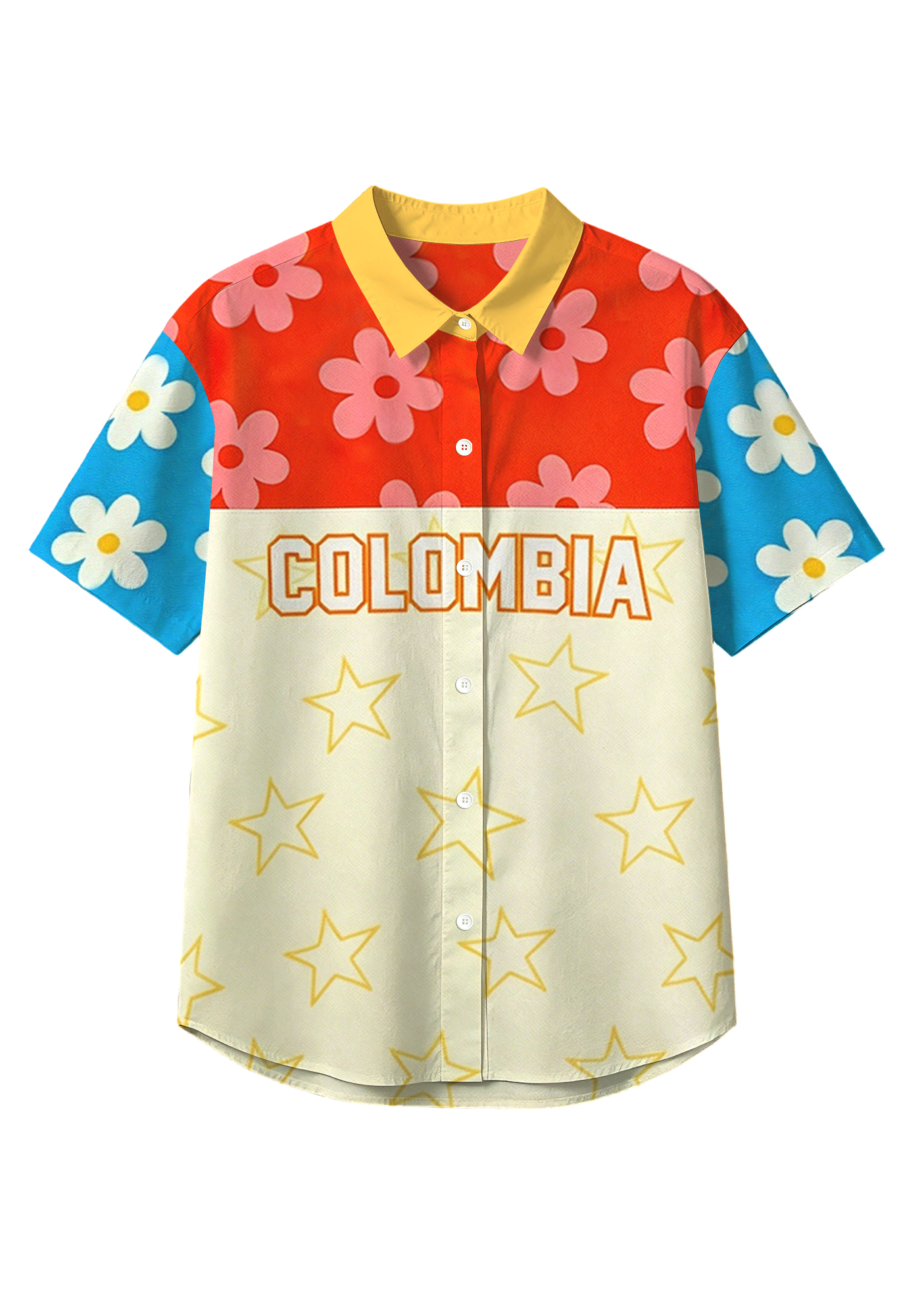 Bloom Star Colombia Button Up Hawaiian Shirt