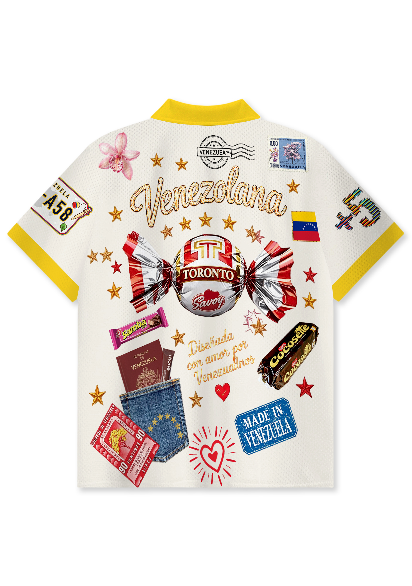 Venezolana Retro Candy Culture Collared Mesh Jersey Shirt