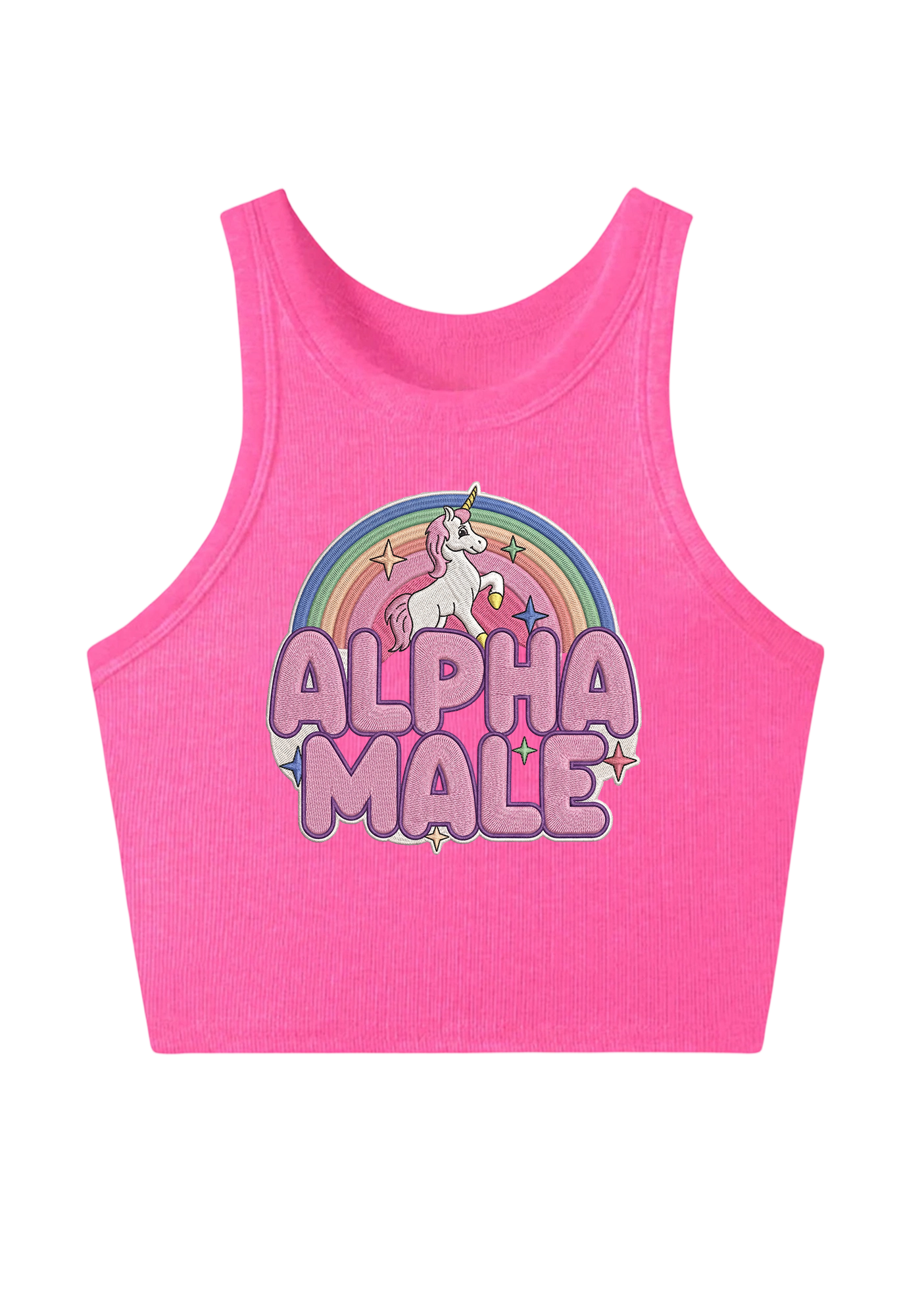 Alpha Male Embroidery Y2K Crop Tank Top