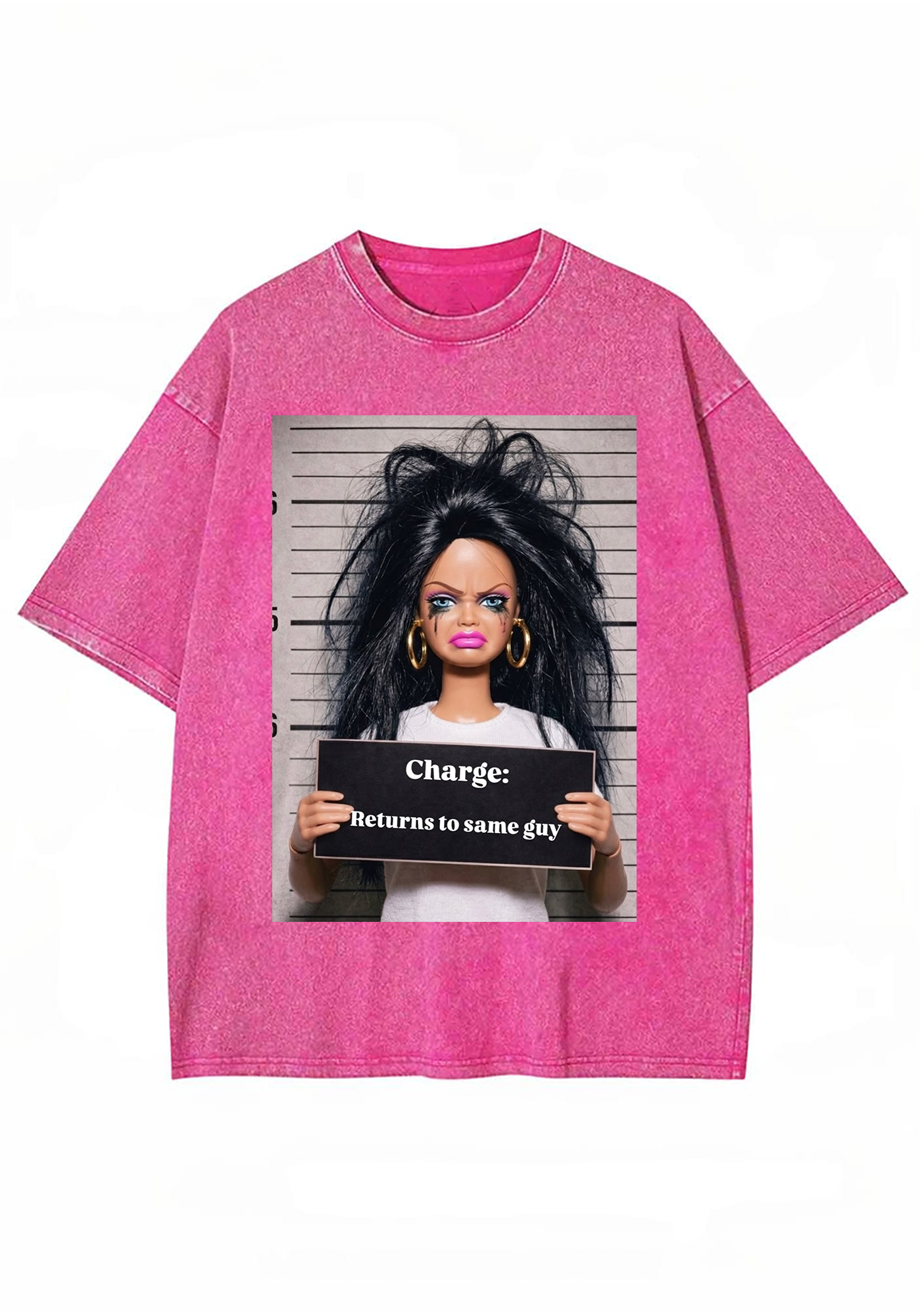 Funny Mugshot Barbie Viral Y2K Washed Tee