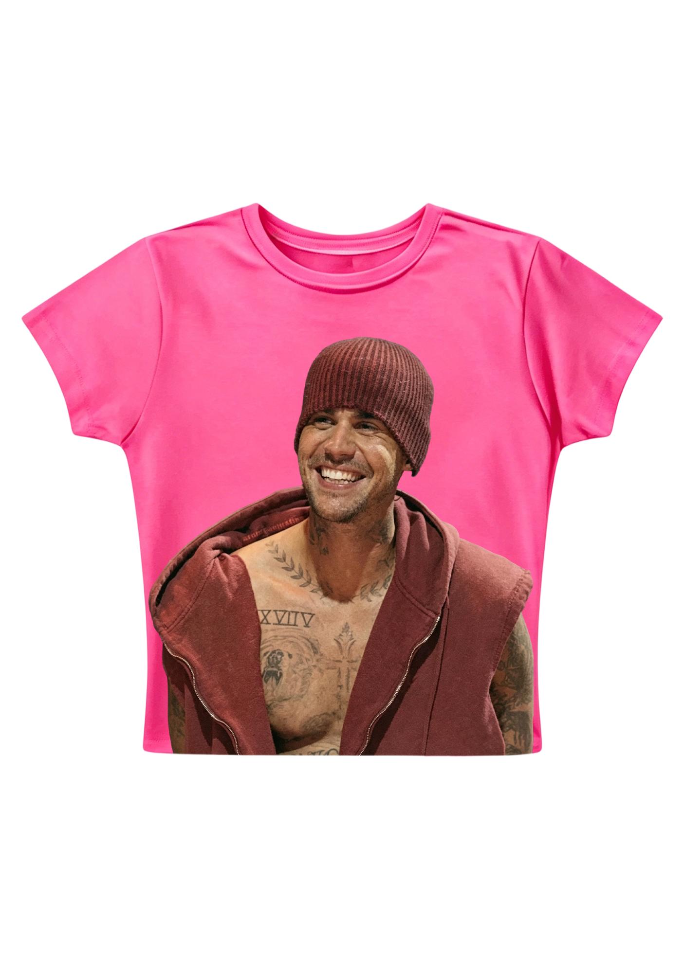 Vintage Justin Bieber Happy Vibes Candid Y2K Baby Tee