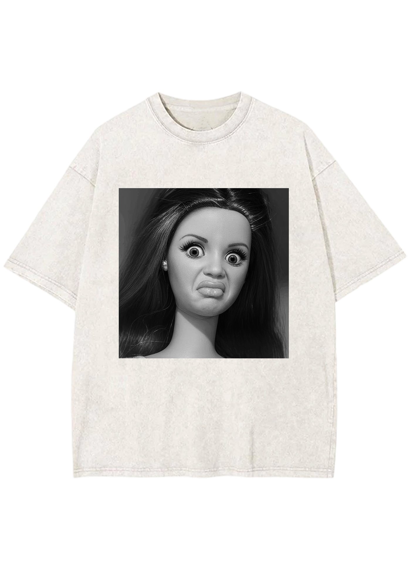 Vintage Upset Barbie Reaction Printed Y2K Washed Tee