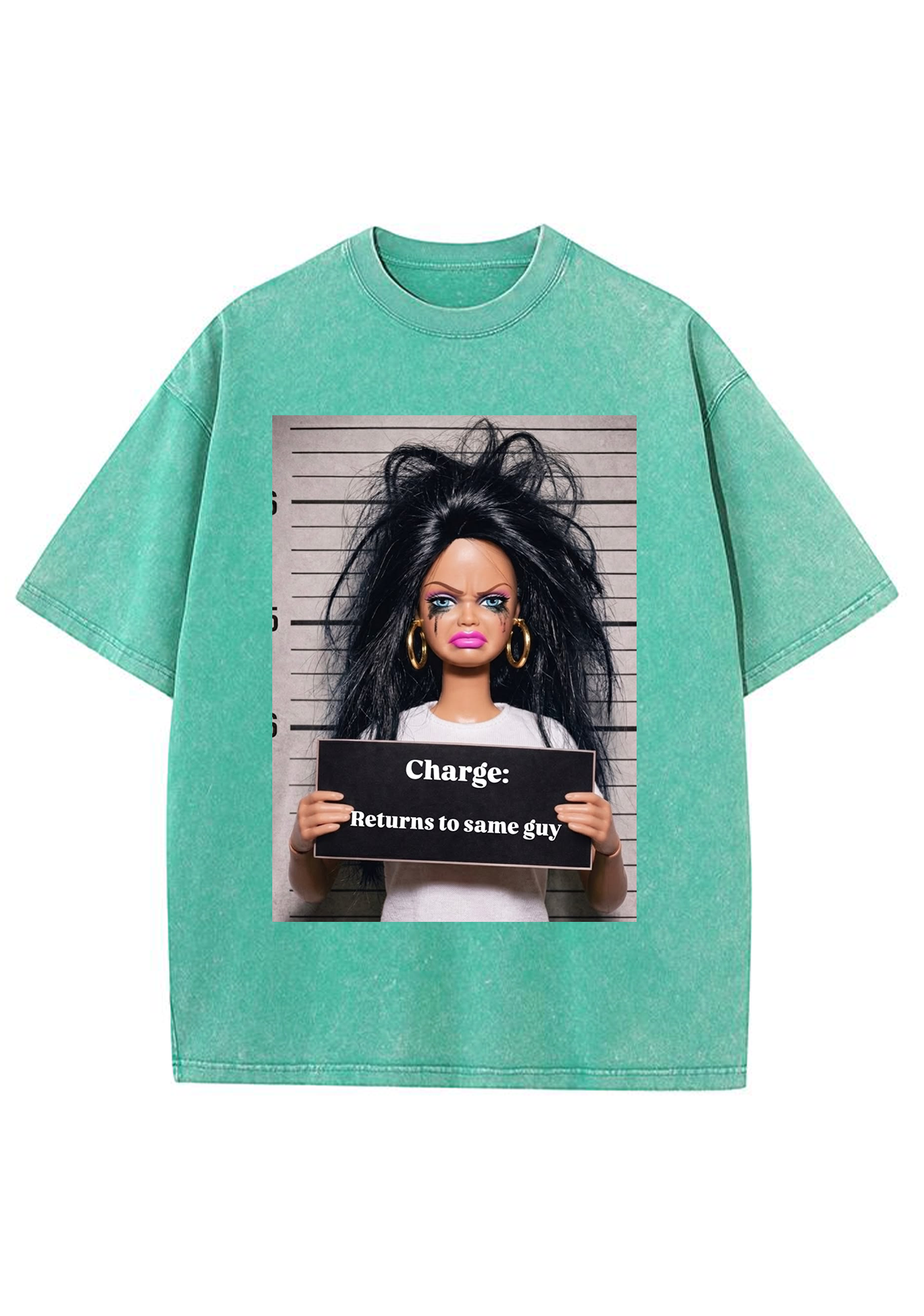 Funny Mugshot Barbie Viral Y2K Washed Tee
