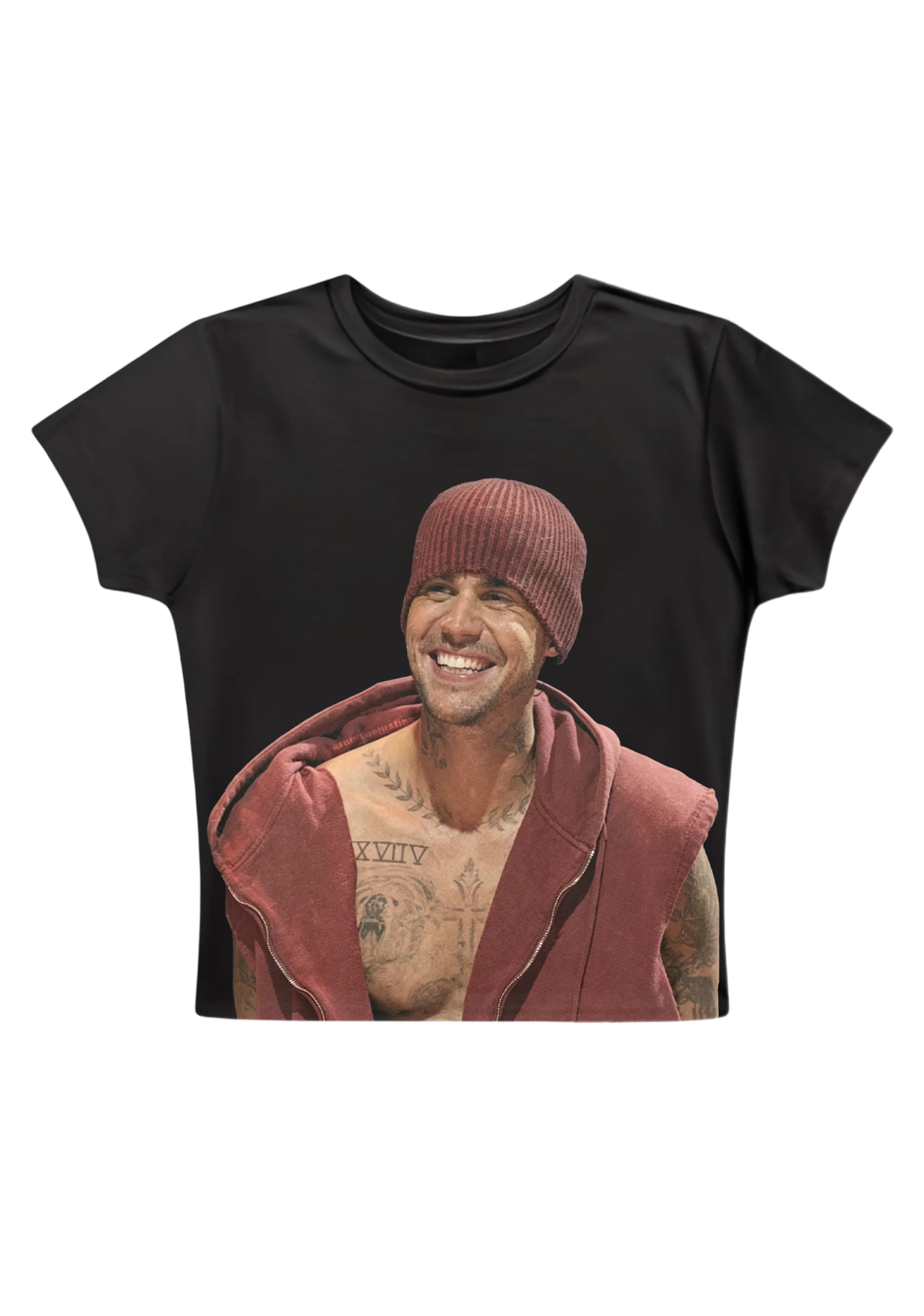 Vintage Justin Bieber Happy Vibes Candid Y2K Baby Tee