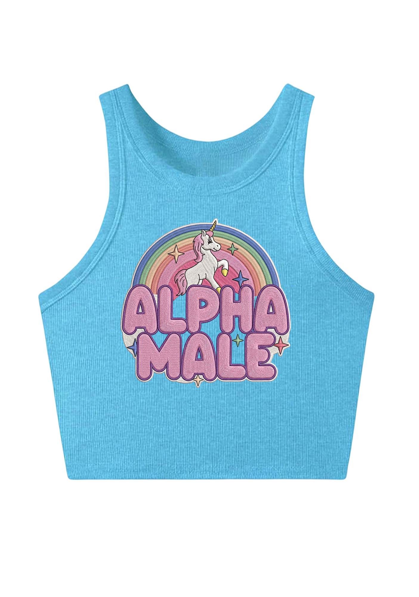 Alpha Male Embroidery Y2K Crop Tank Top