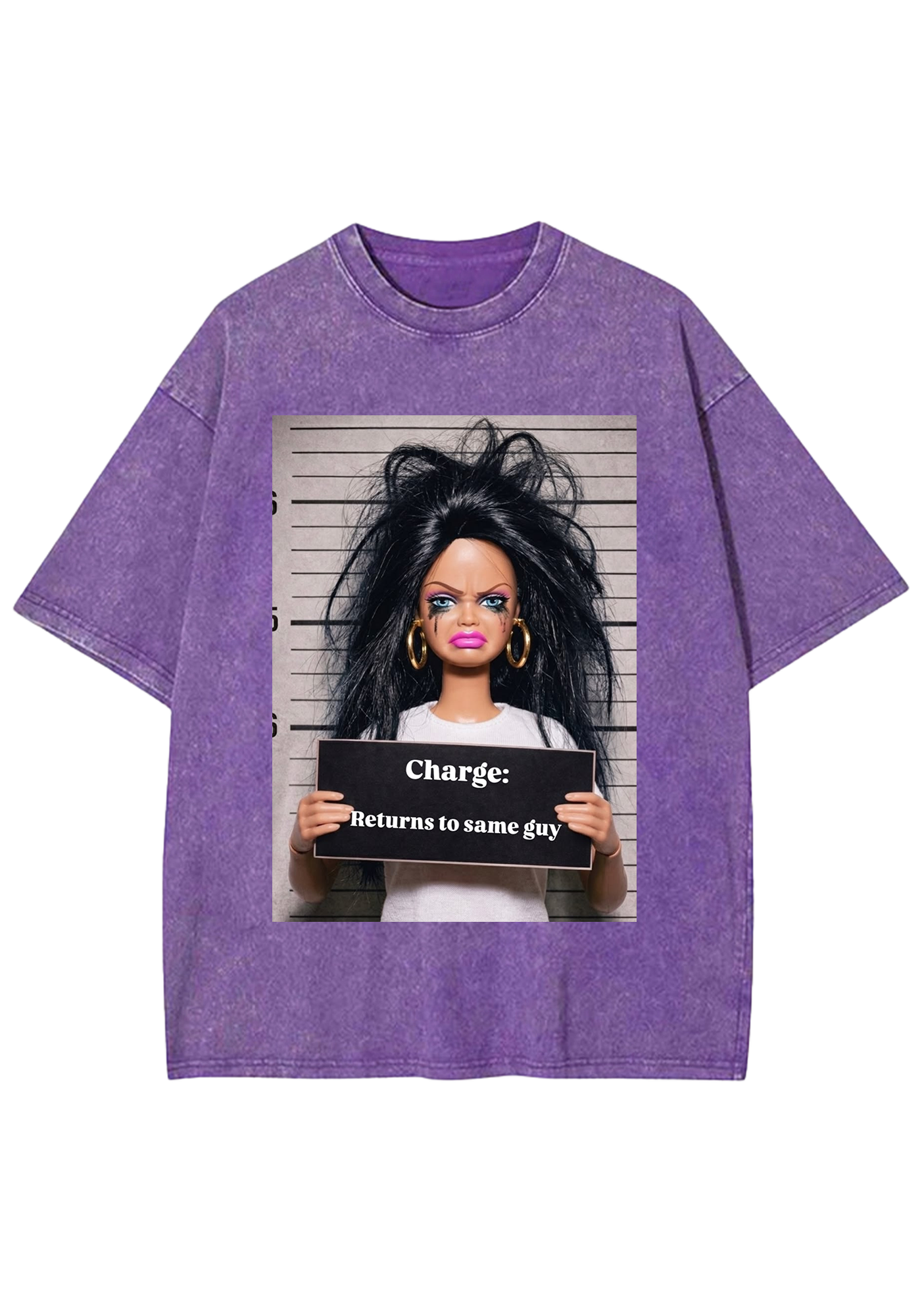 Funny Mugshot Barbie Viral Y2K Washed Tee