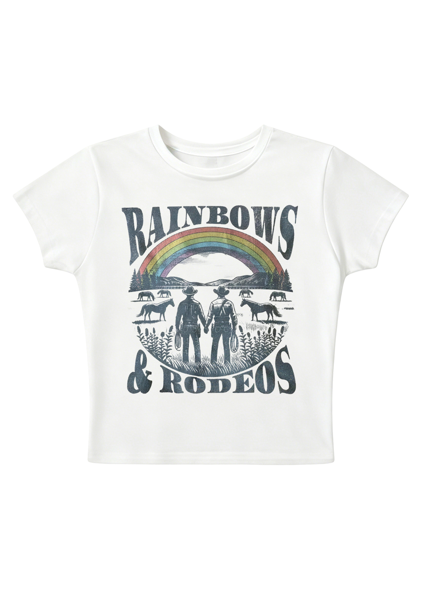 Rainbows Rodeos Y2K Baby Tee