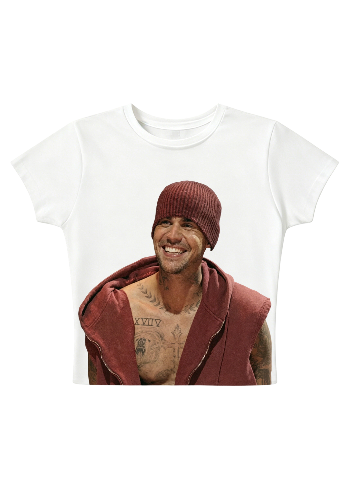 Vintage Justin Bieber Happy Vibes Candid Y2K Baby Tee