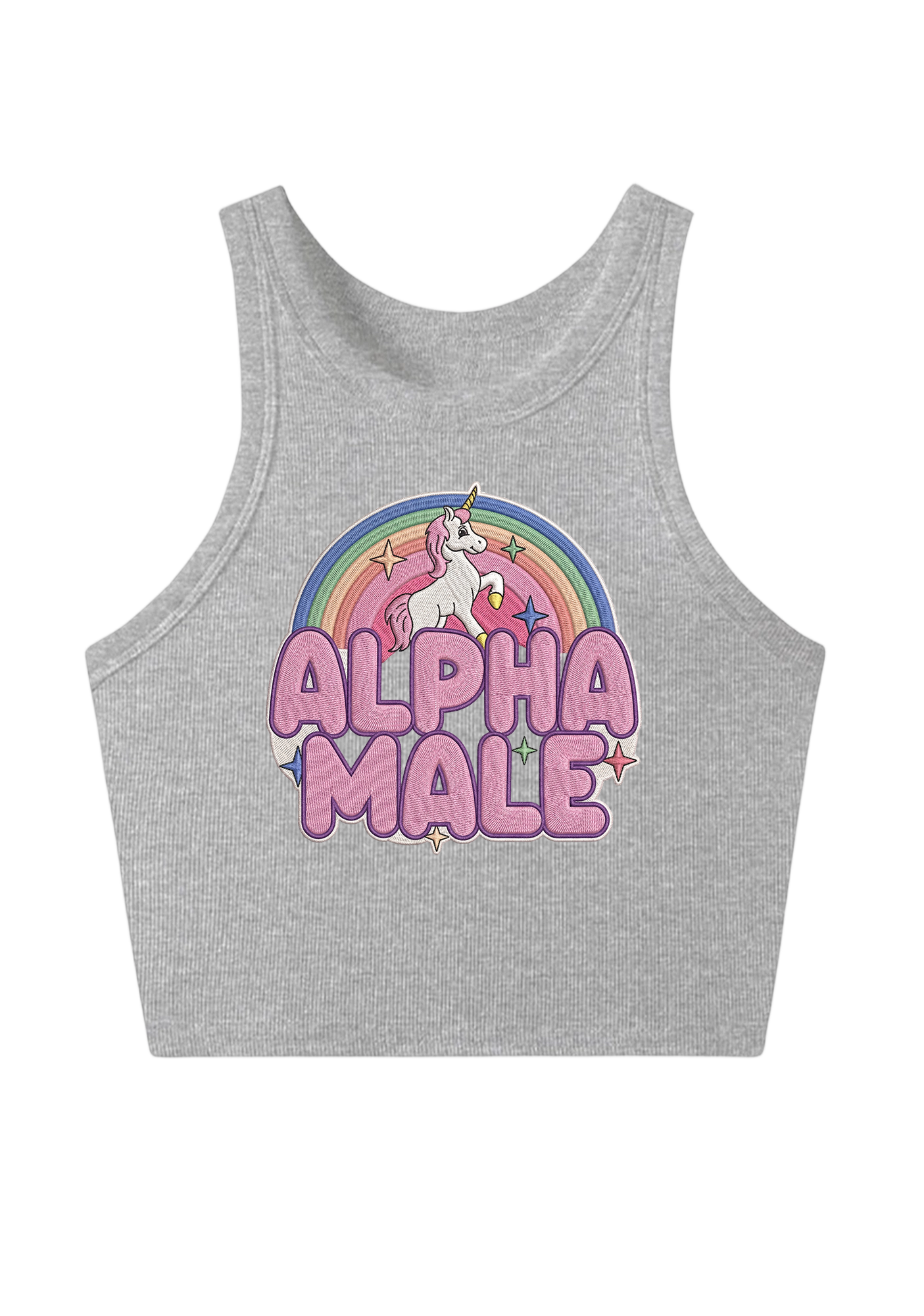 Alpha Male Embroidery Y2K Crop Tank Top