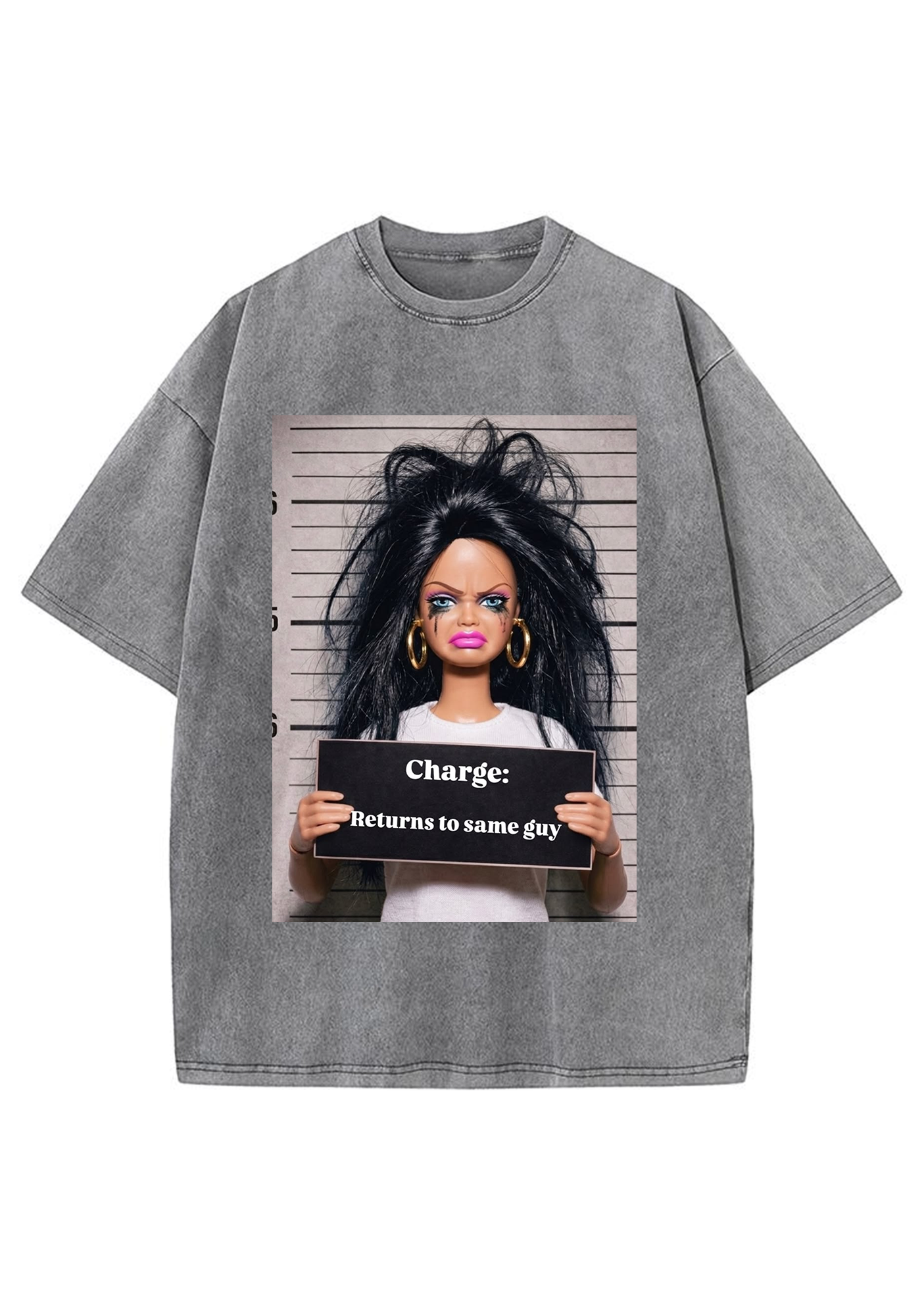 Funny Mugshot Barbie Viral Y2K Washed Tee