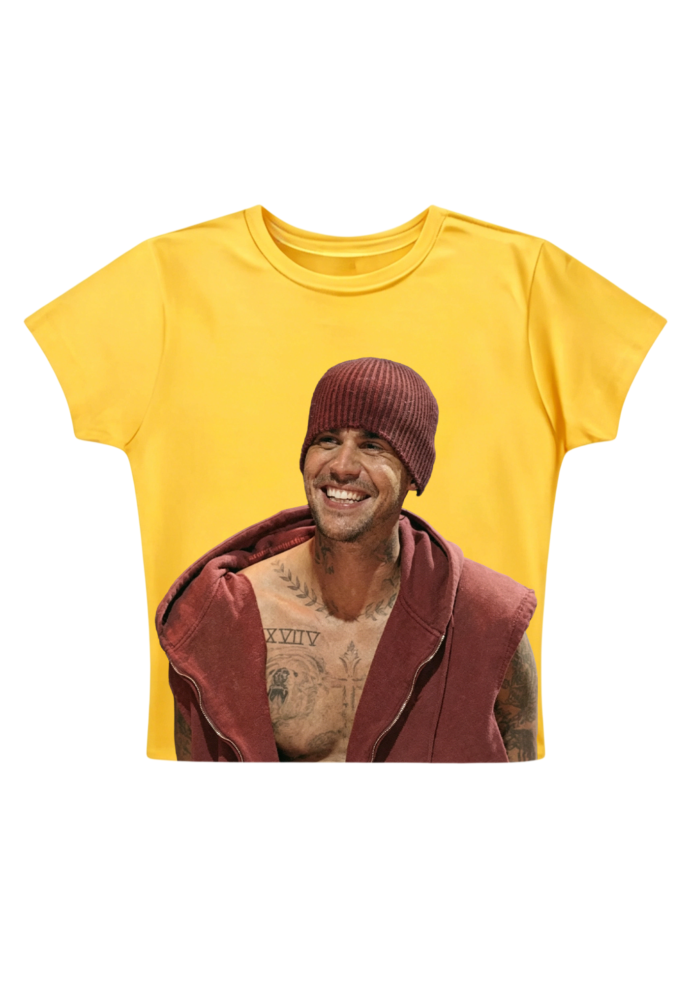 Vintage Justin Bieber Happy Vibes Candid Y2K Baby Tee