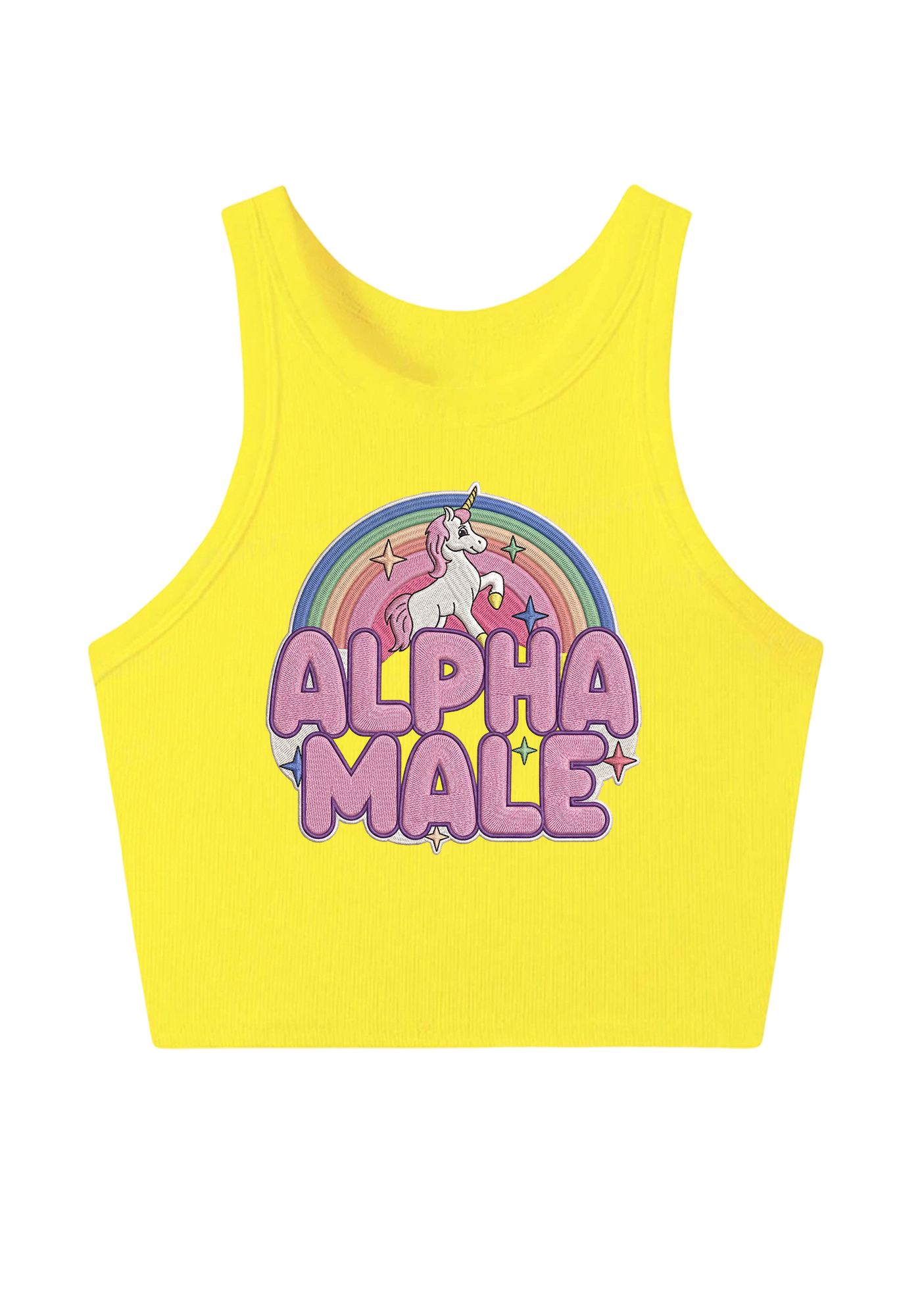 Alpha Male Embroidery Y2K Crop Tank Top