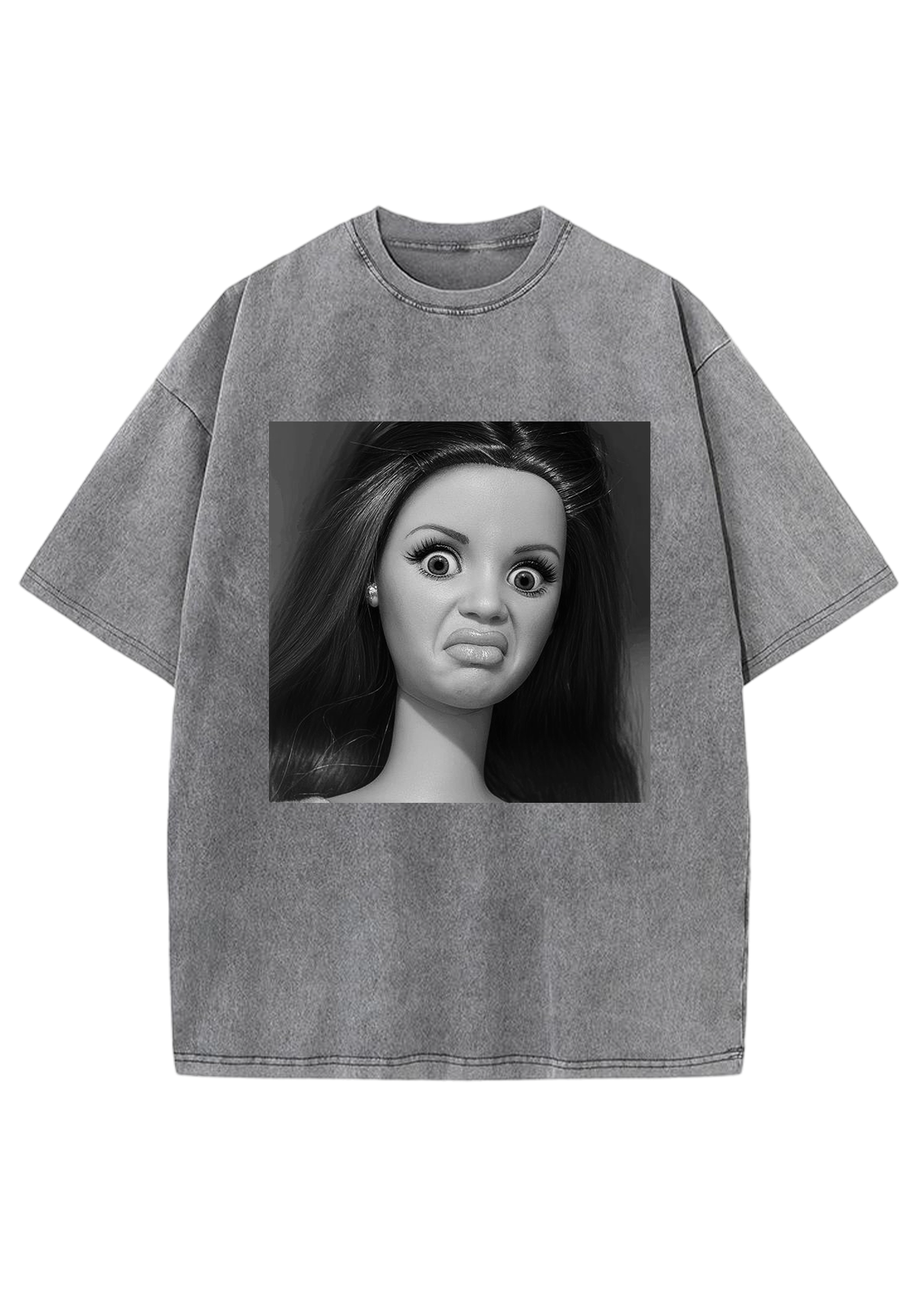 Vintage Upset Barbie Reaction Printed Y2K Washed Tee