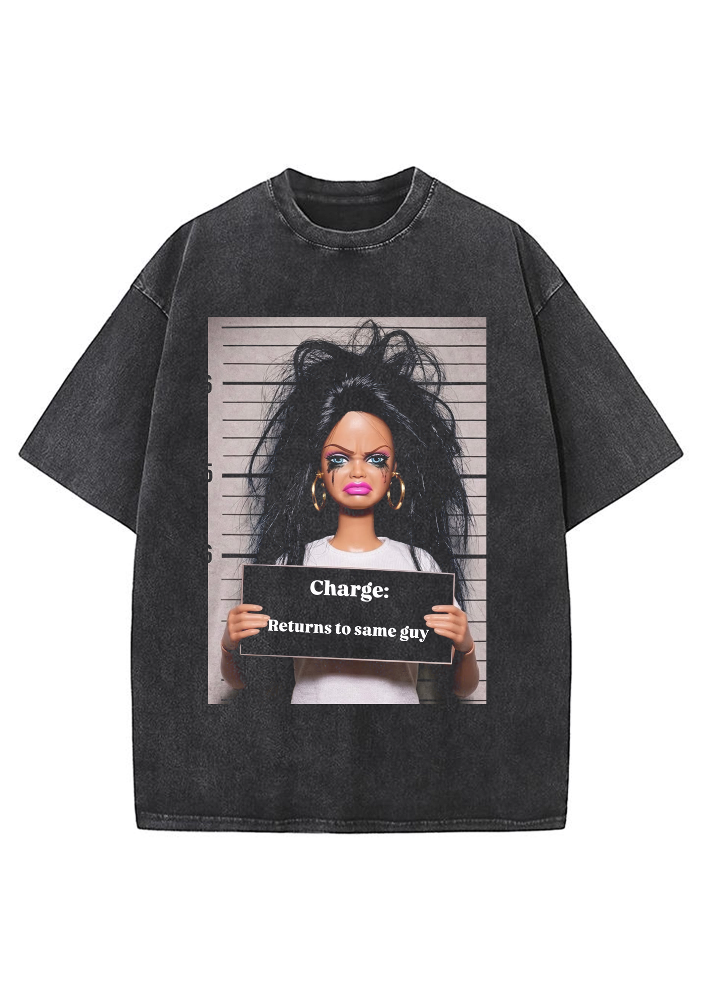 Funny Mugshot Barbie Viral Y2K Washed Tee