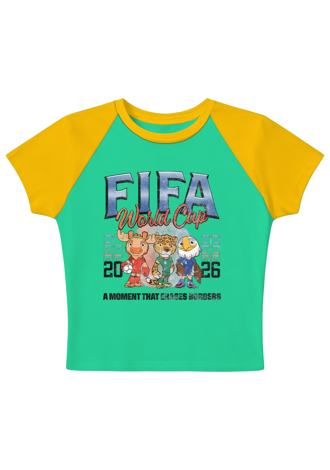 World Cup Mascots Splicing Y2K Baby Tee