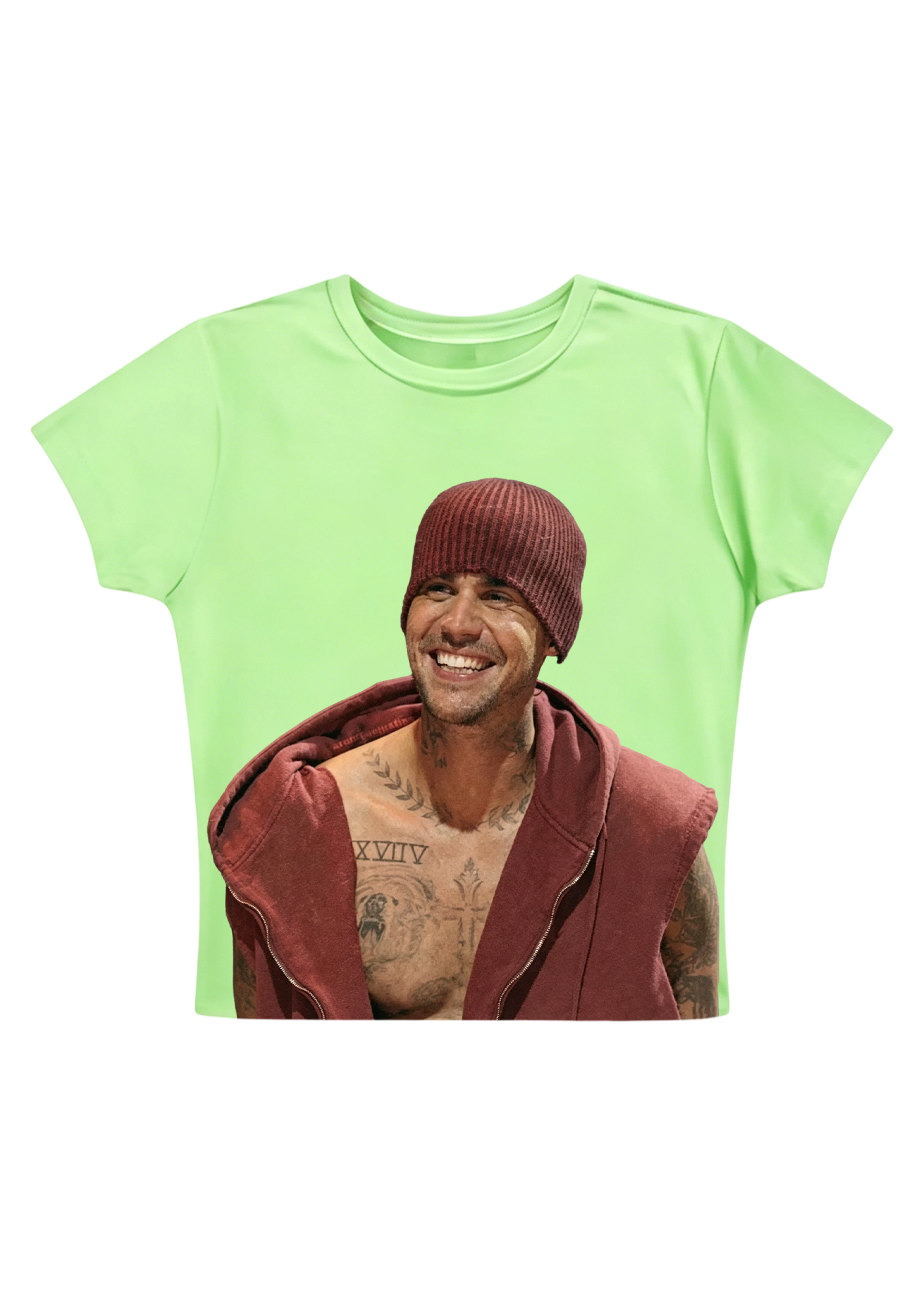 Vintage Justin Bieber Happy Vibes Candid Y2K Baby Tee