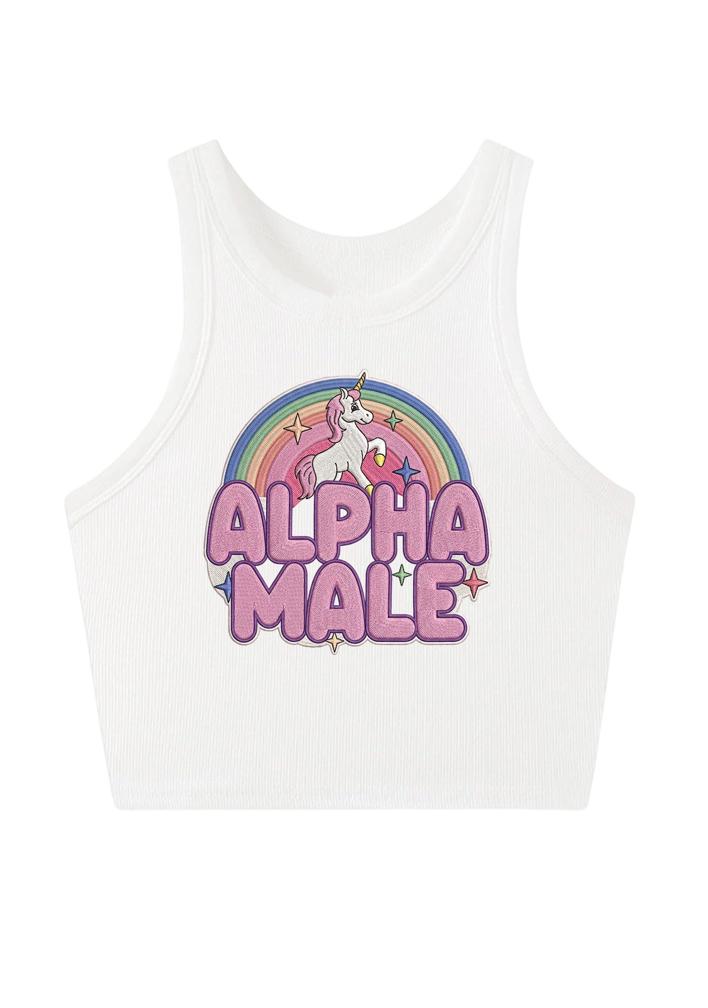 Alpha Male Embroidery Y2K Crop Tank Top
