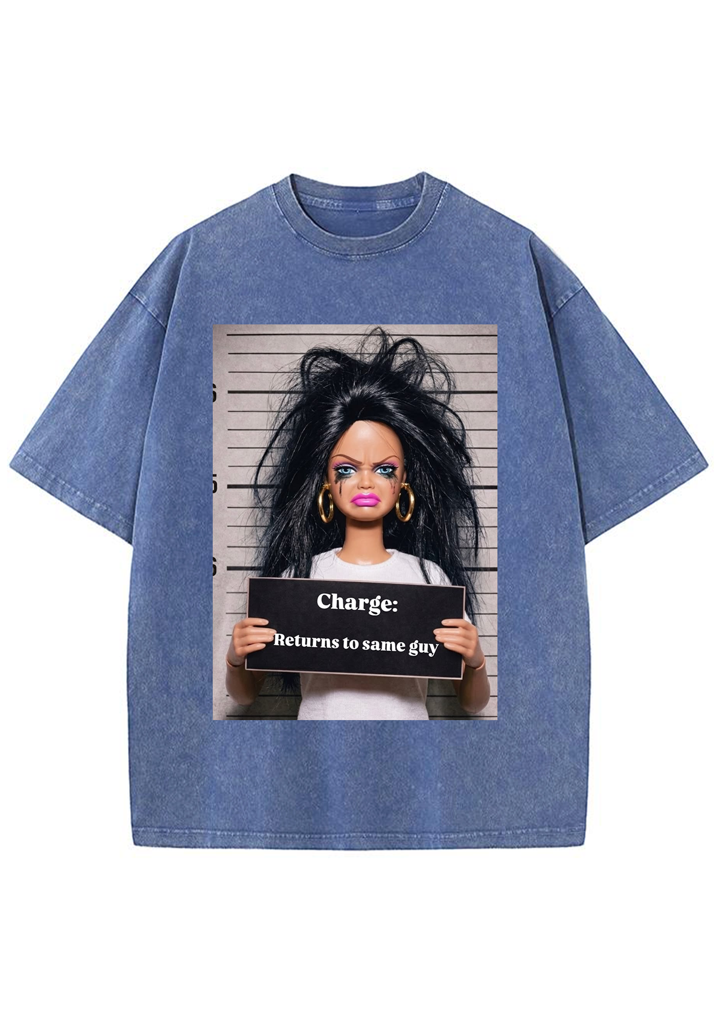 Funny Mugshot Barbie Viral Y2K Washed Tee