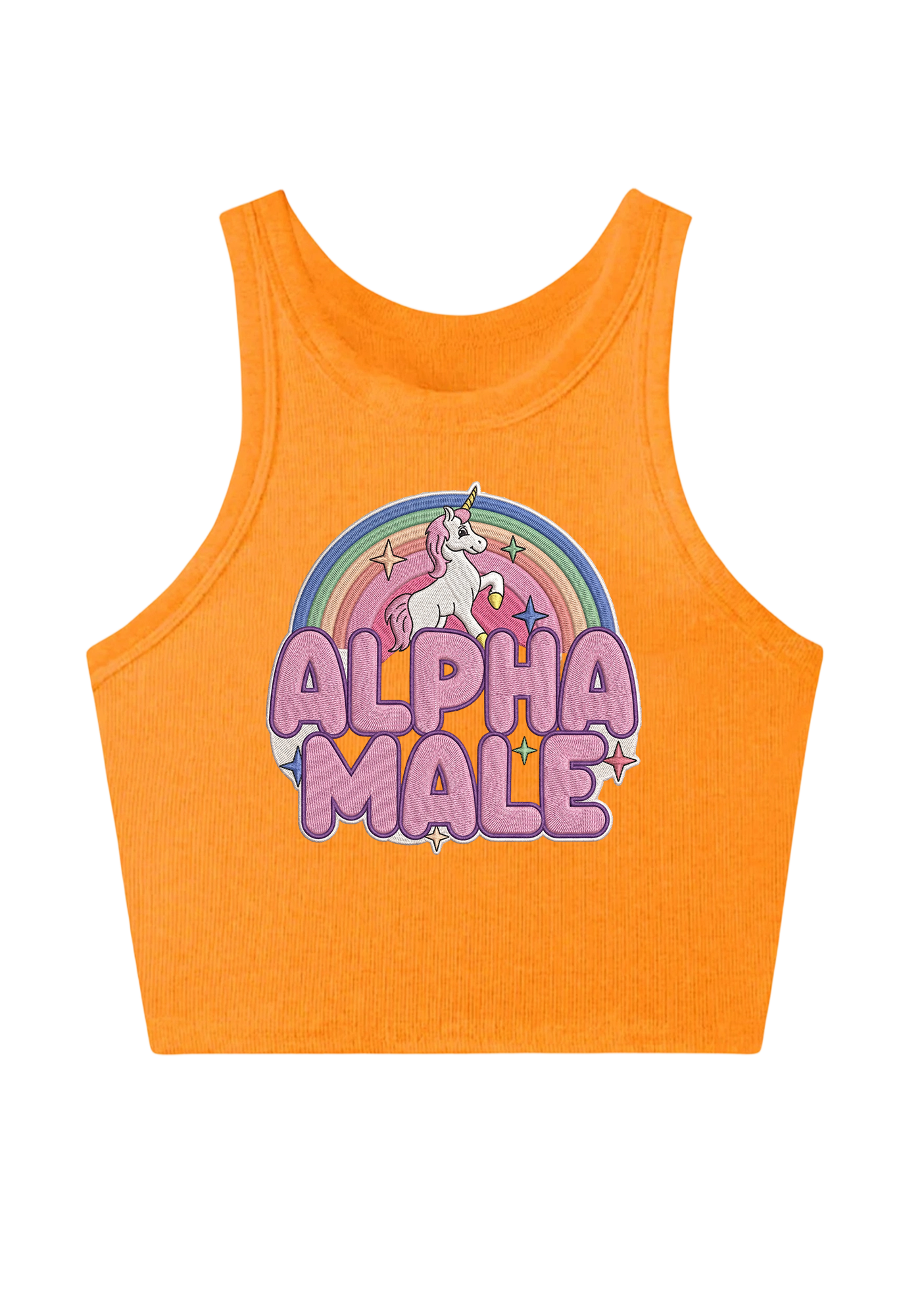 Alpha Male Embroidery Y2K Crop Tank Top