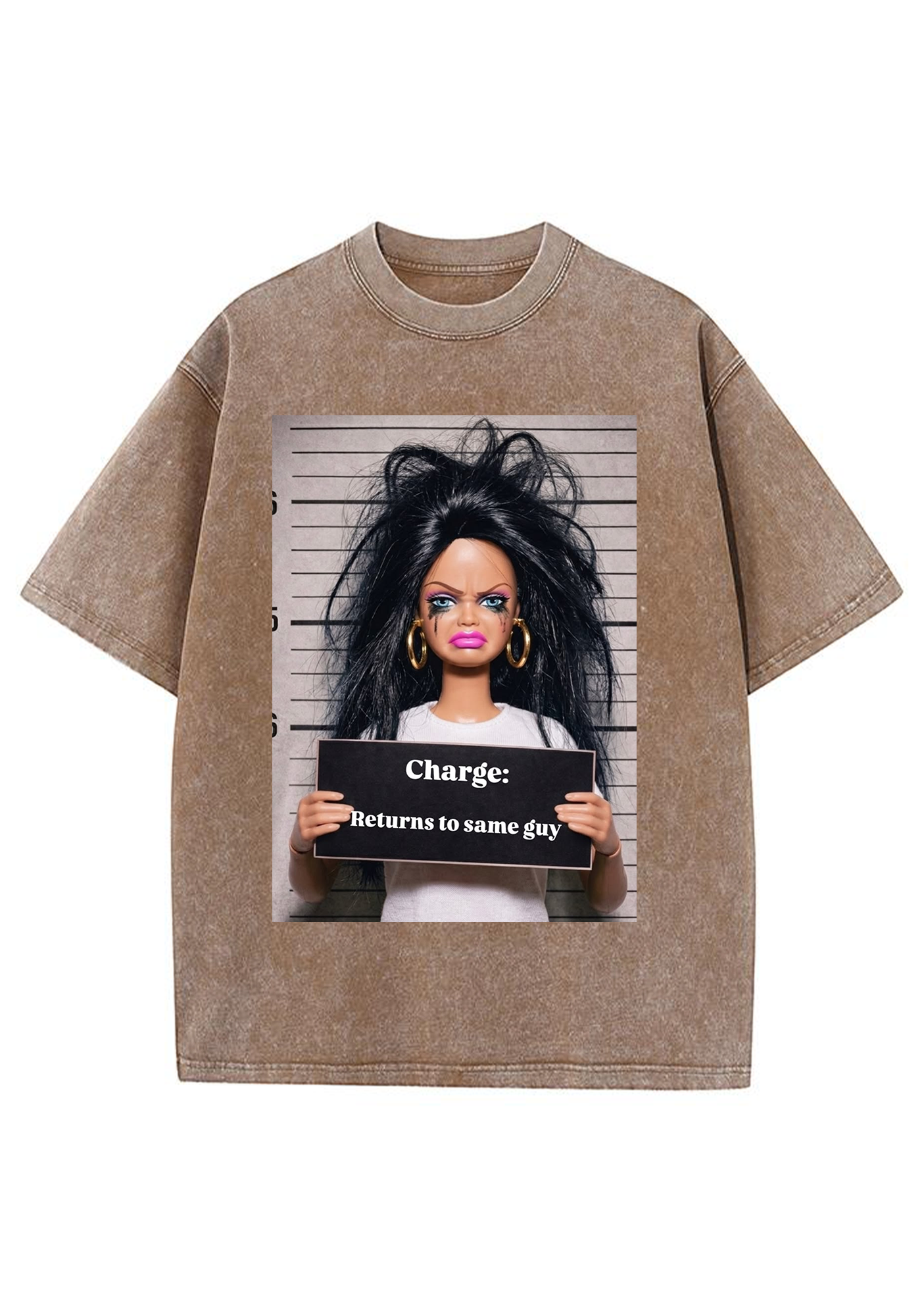 Funny Mugshot Barbie Viral Y2K Washed Tee