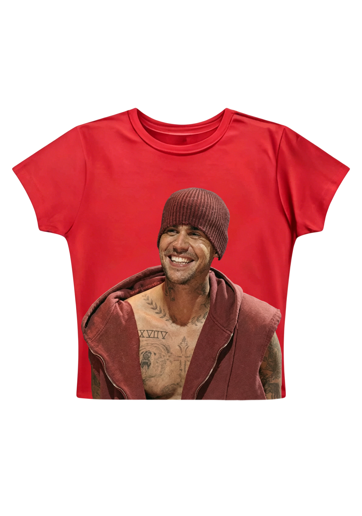 Vintage Justin Bieber Happy Vibes Candid Y2K Baby Tee