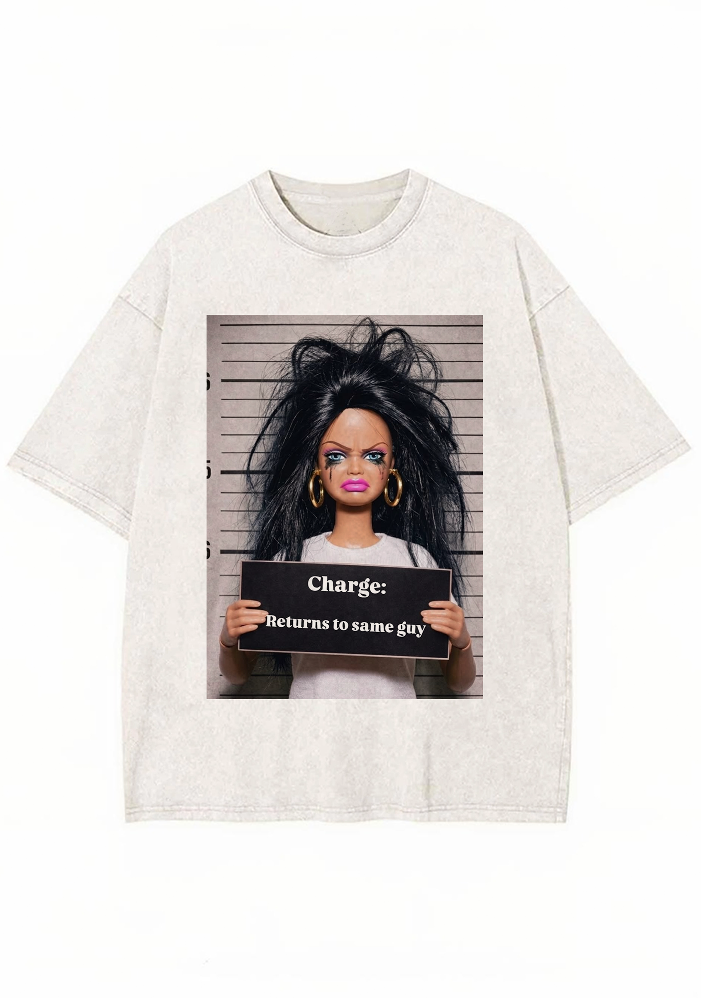 Funny Mugshot Barbie Viral Y2K Washed Tee