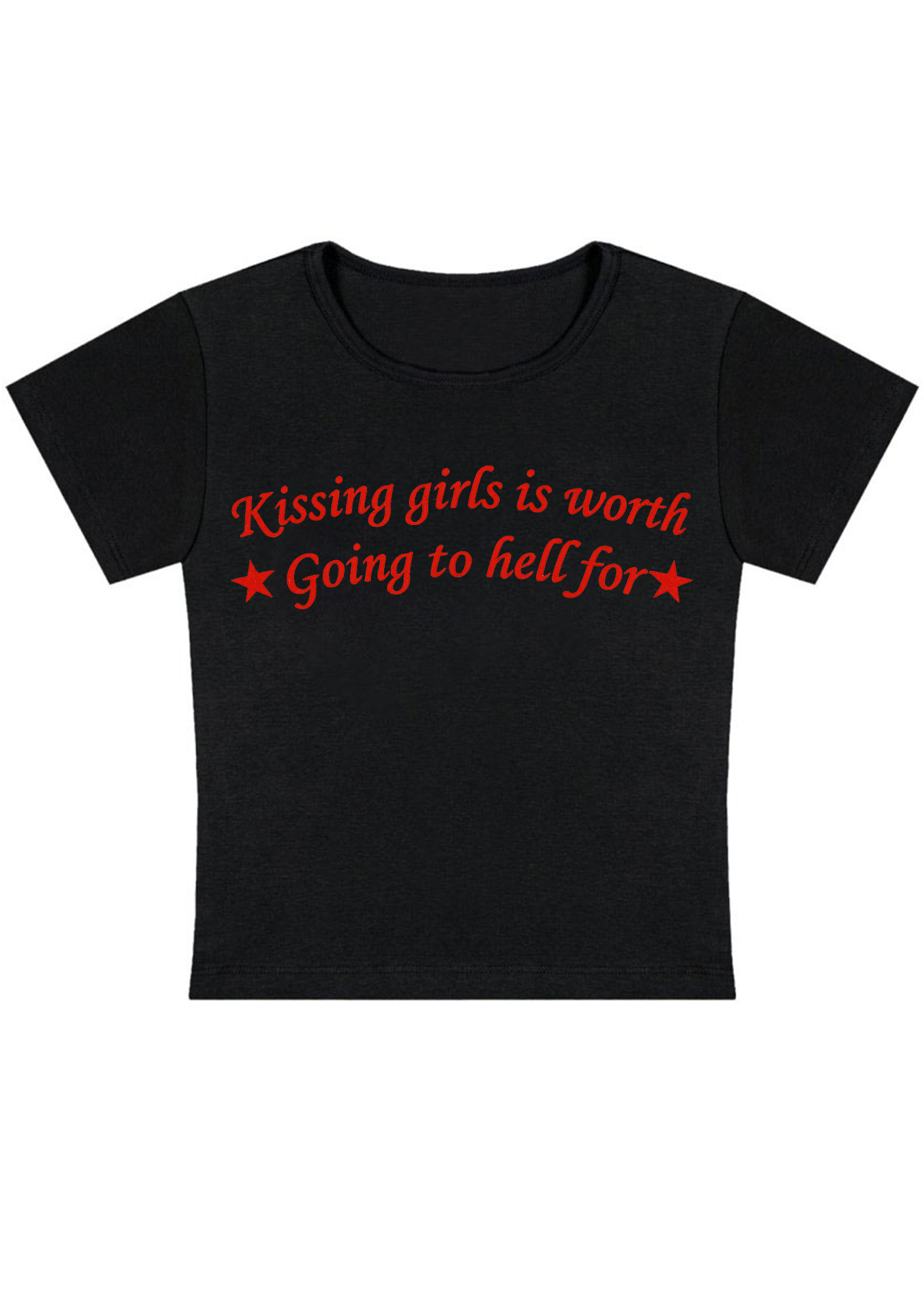 Kissing Girls Is Worth Going to Hell For Y2K Baby Tee